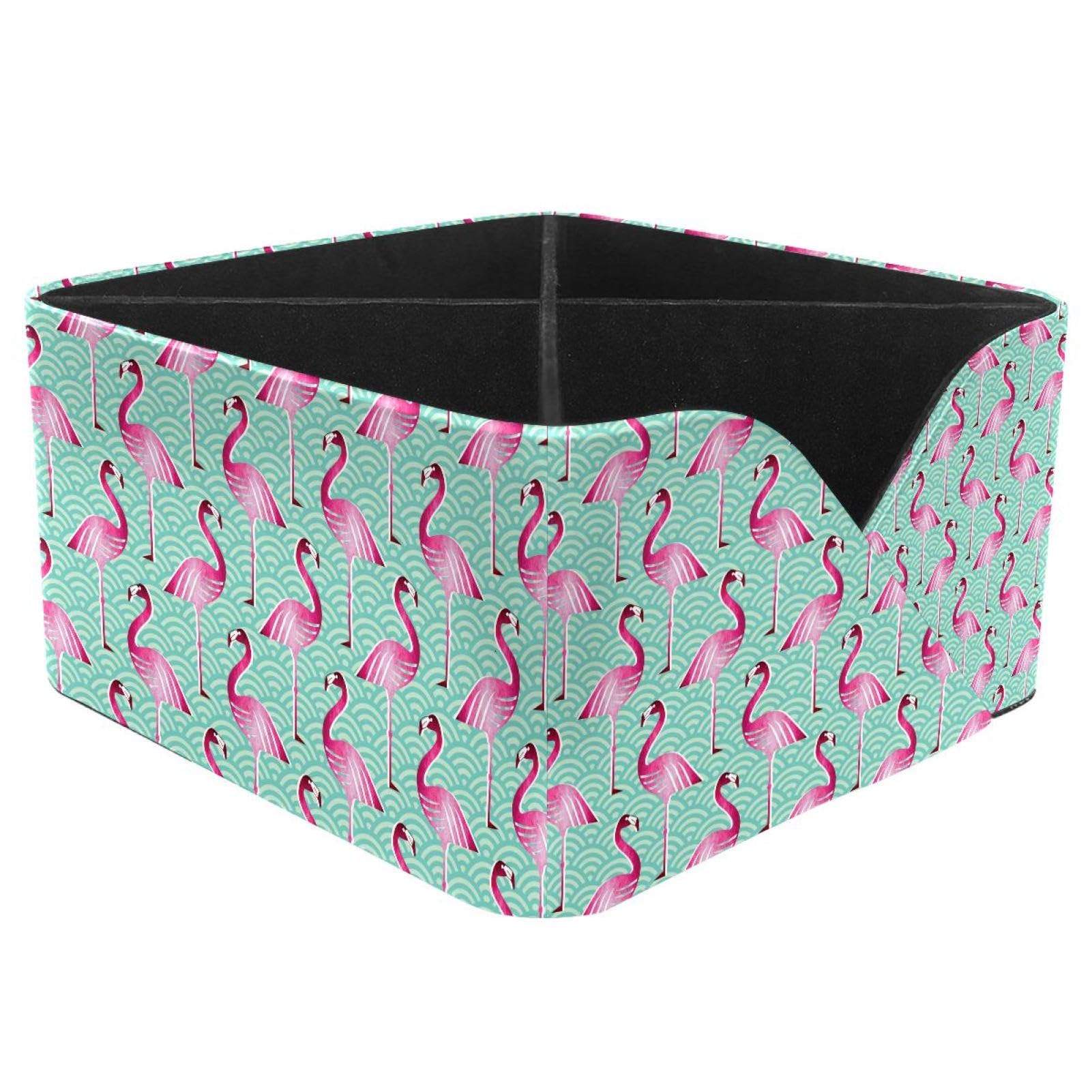 KengjuTesu Flamingo Birds Desktop Organizer Pen Holder, Rectangular Pencil Cup for Office, Study and Makeup Stations