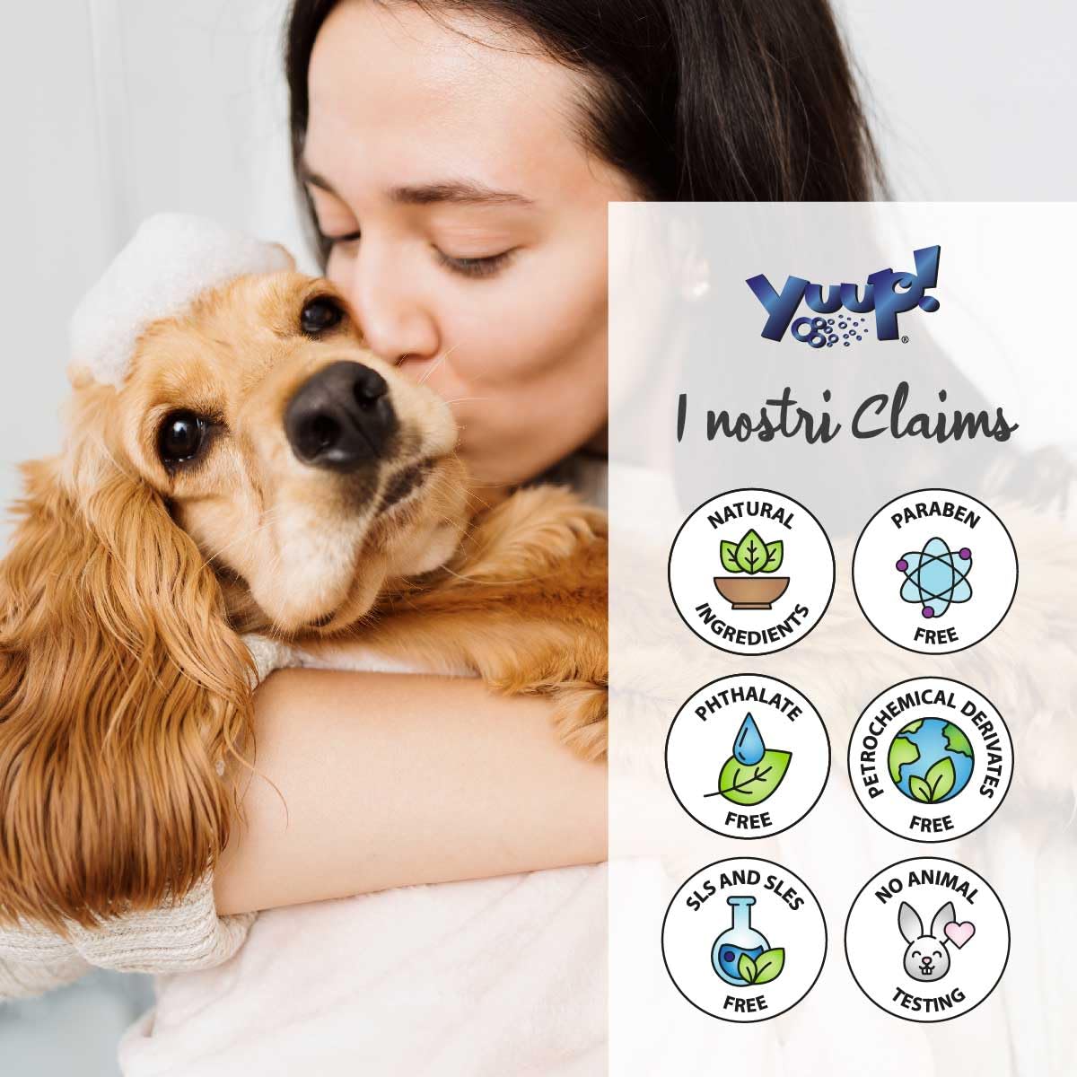 YUUP! - Shampoo per Cani e Gatti Manti Lunghi, 250 ml, specifico per i peli lunghi e che si annodano, ristruttura e rinforza