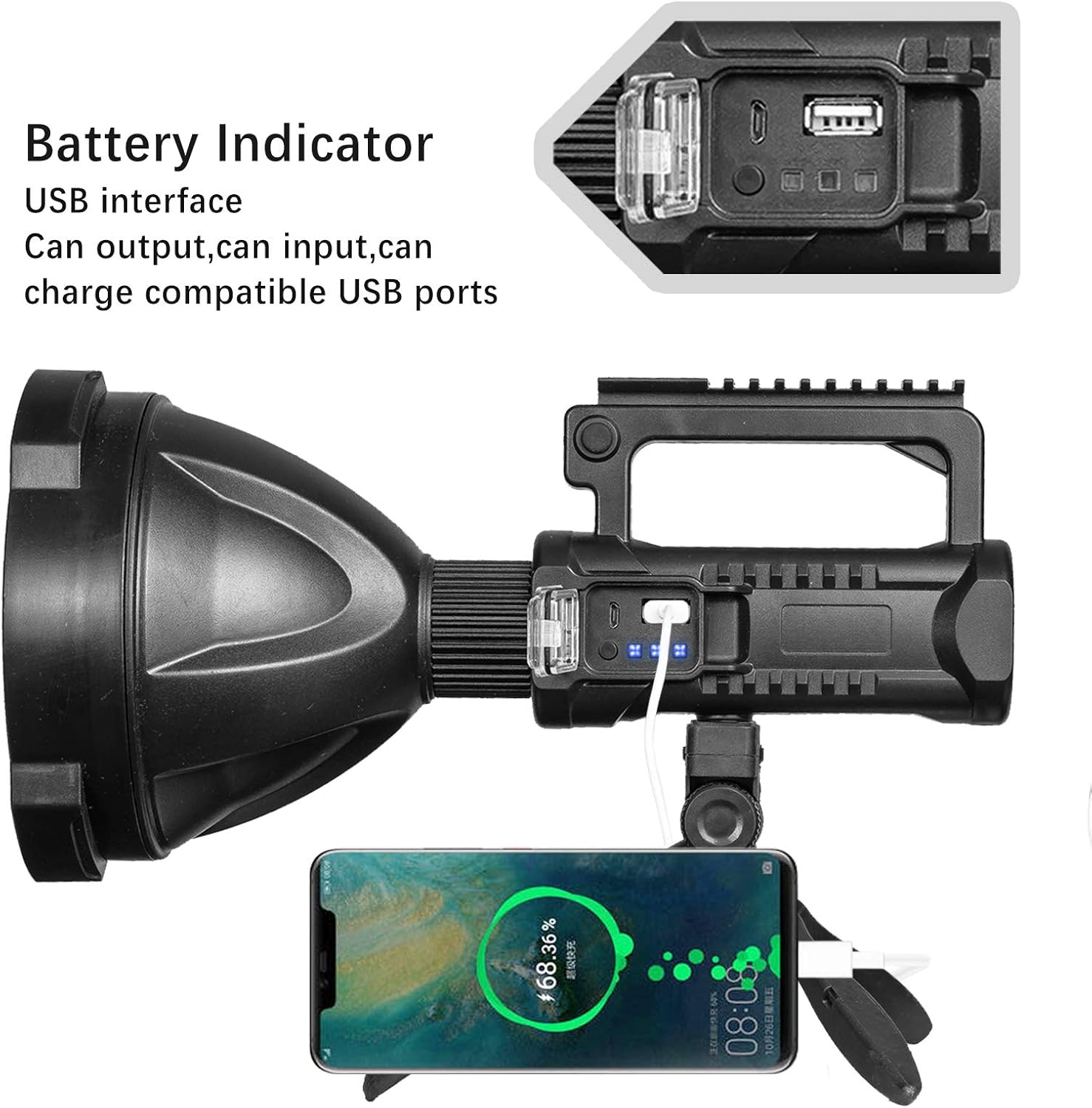 Rechargeable Flashlight Searchlight Waterproof Emergencies Photo
