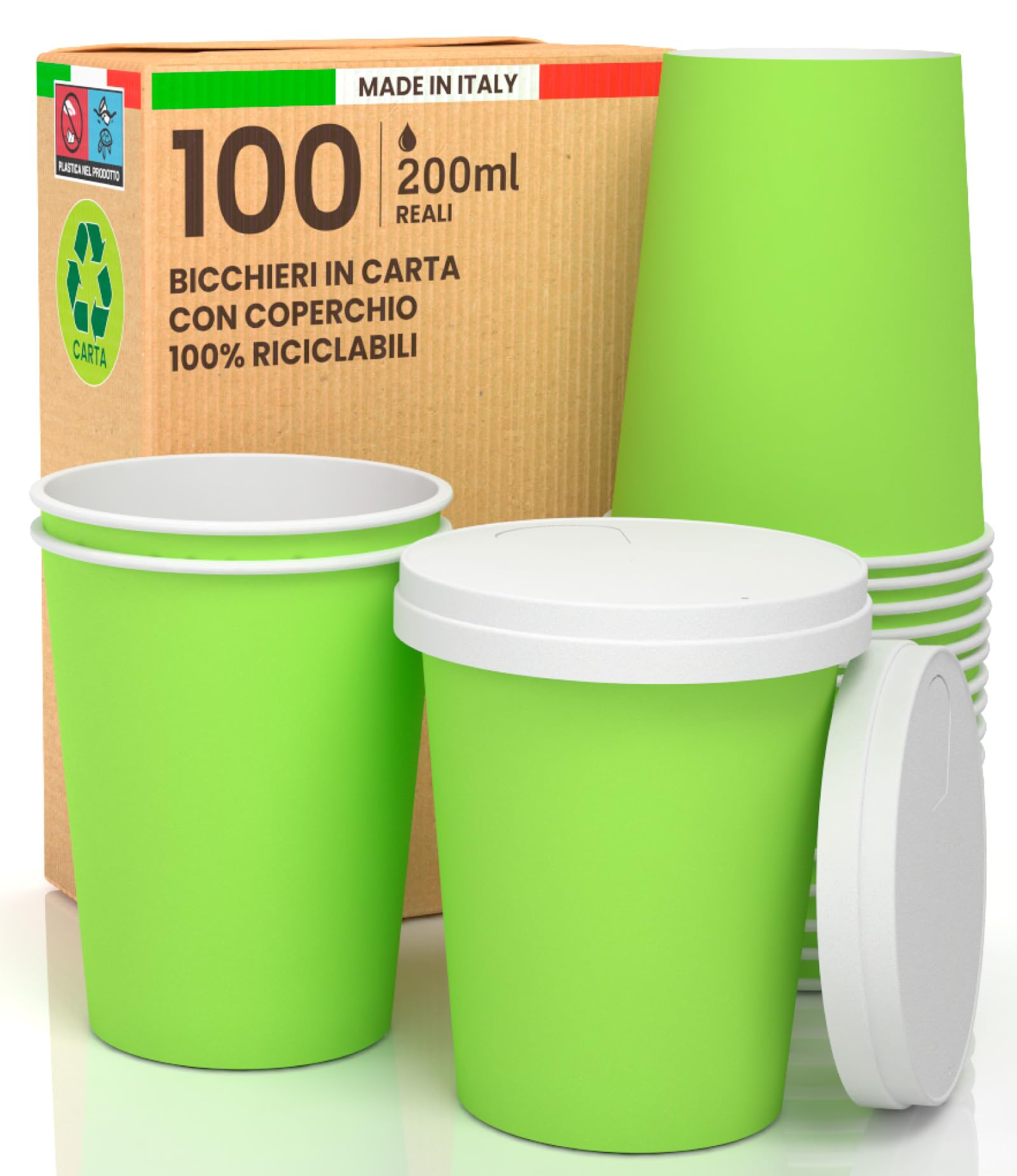 Verres à café nomades en papier vert pour vos pauses thé et cappuccino au bureau