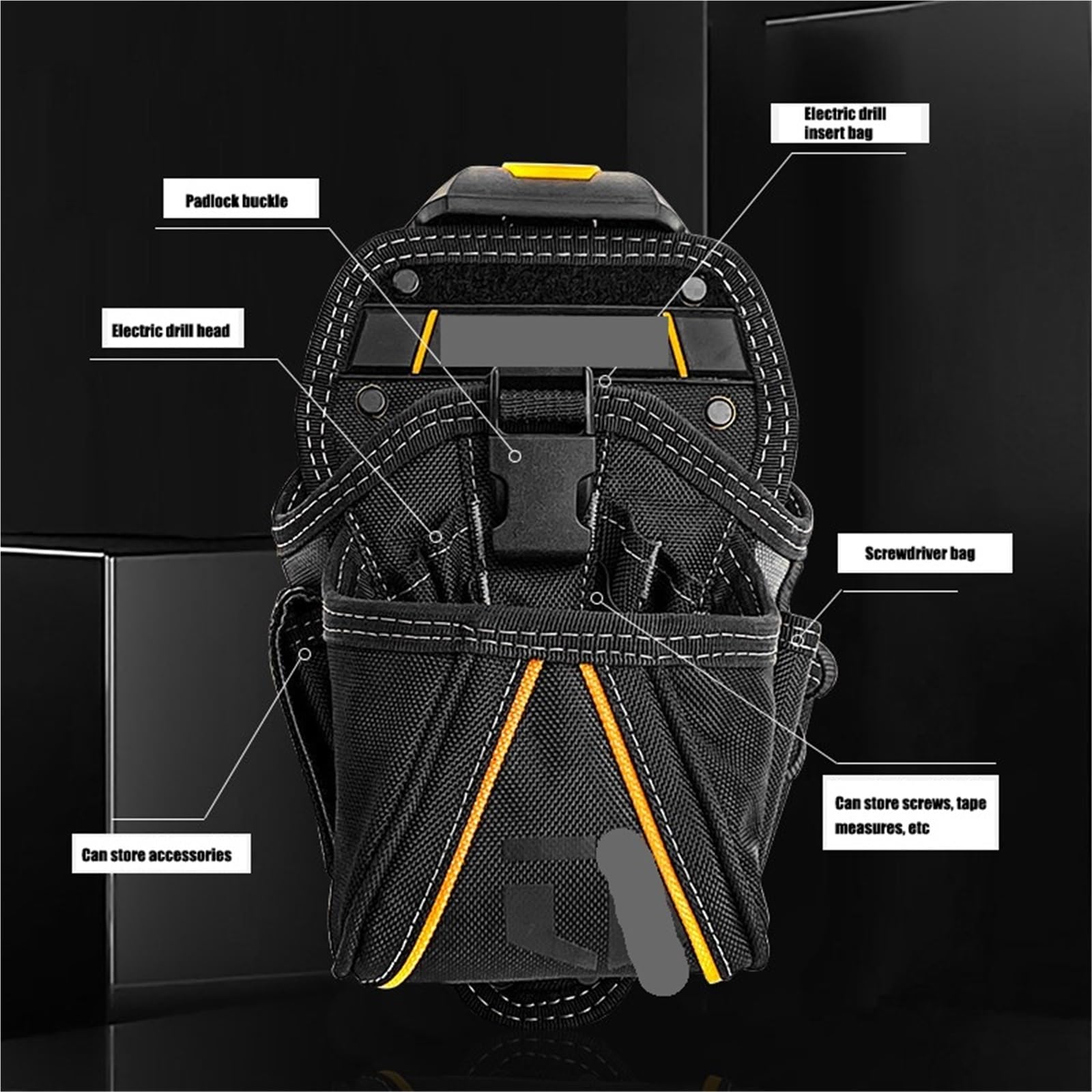 Holster Perceuse Sac à outils for perceuse électrique Extra Large, trousse for électricien, sac Portable suspension rapide, rangement d'outils