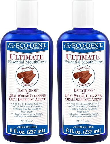Eco-Dent Daily Rinse Ultimate Essential Cuidado bucal, Canela picante fresca, 8 fl oz (8.0fl oz) (paquete de 2)
