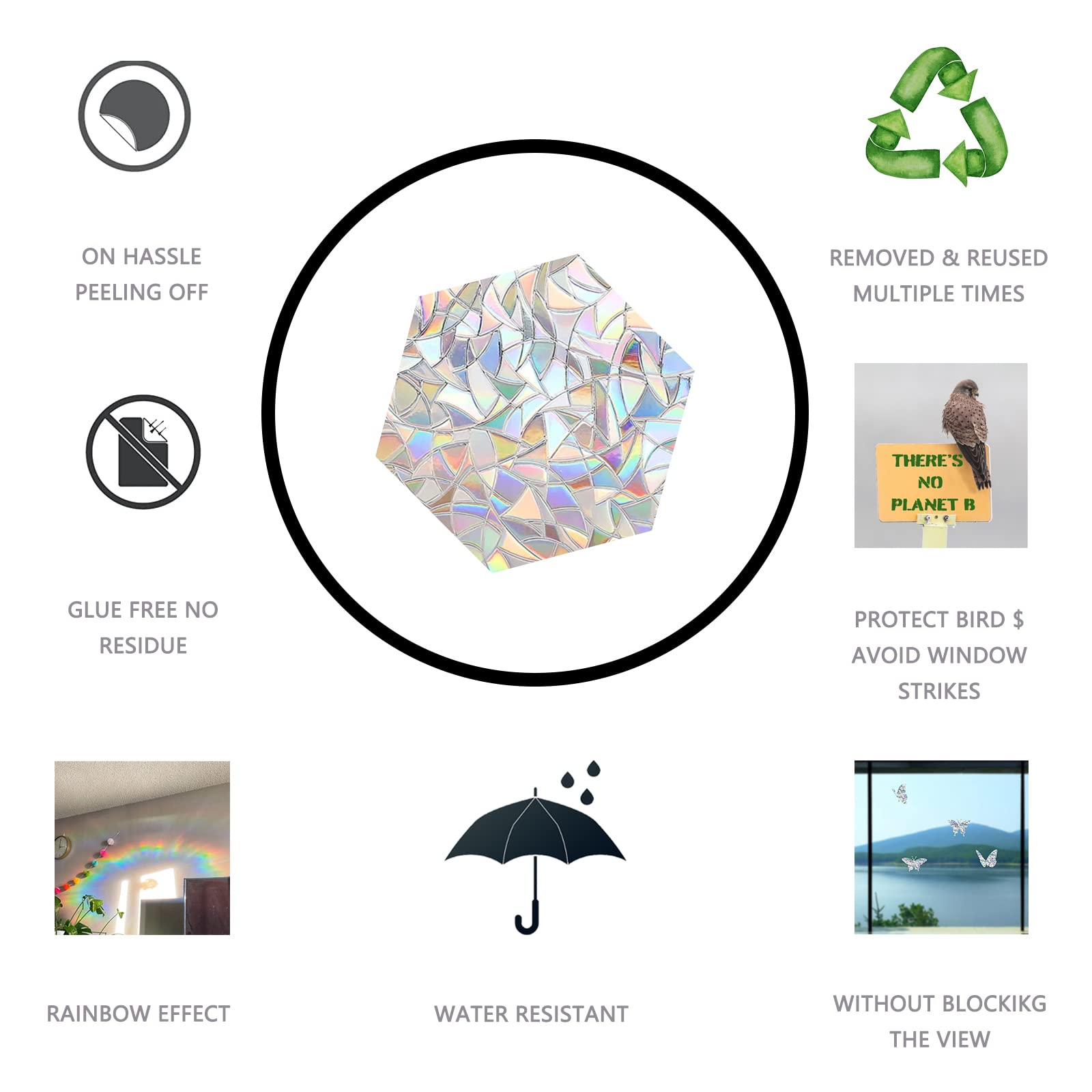 Prism-raamstickers, pvc, anti-botsingsstickers, vogelbescherming