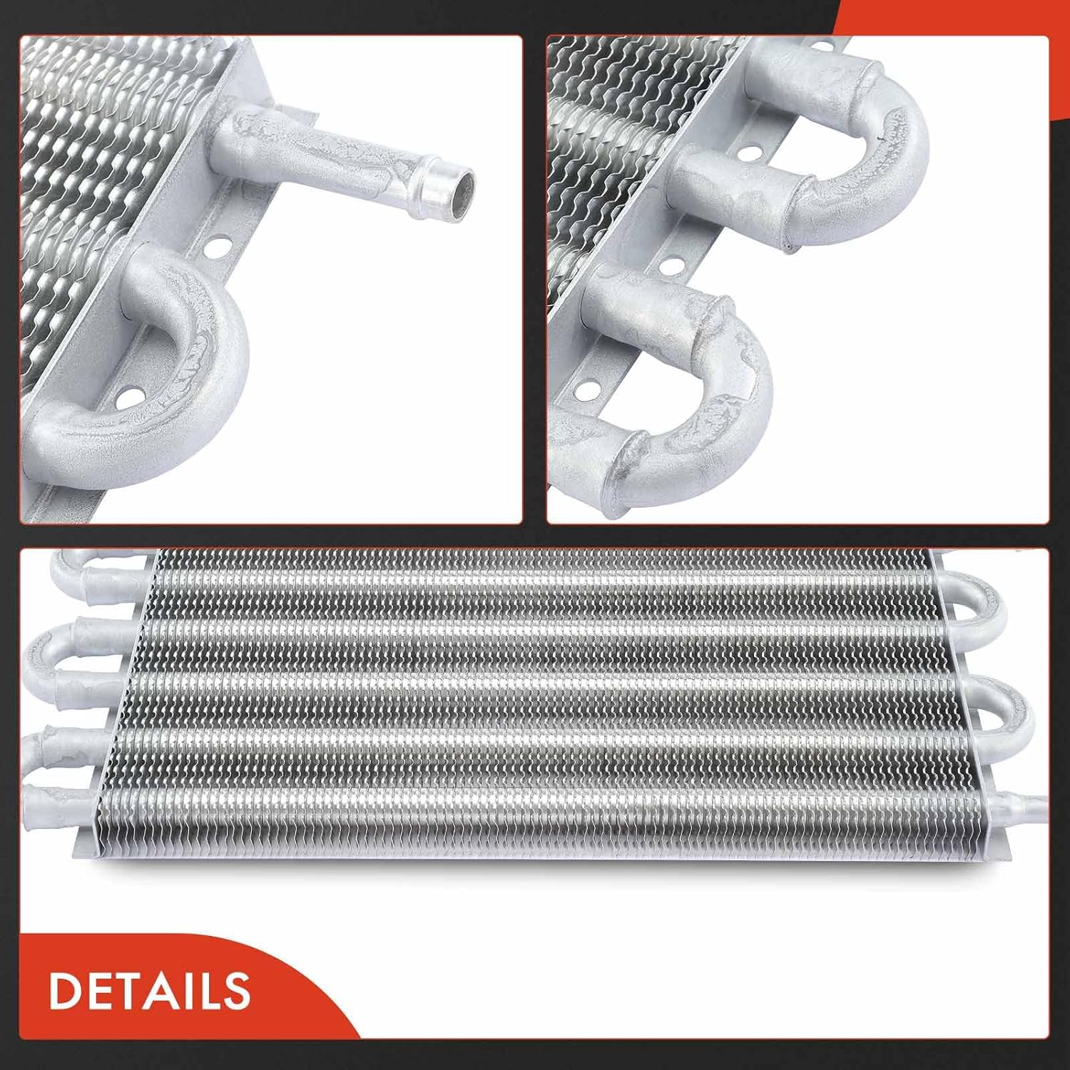 A-Premium Transmission Oil Cooler, Universal Aluminium 6 Pass Tube and Fin, Oil Cooler Kit with Hose Mounting Kit