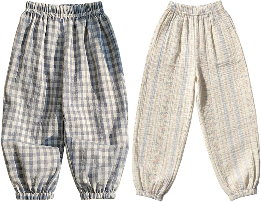 WEONEDREAM Toddler Girls Long Harem Pants Cotton Linen Baby Baggy Trousers Bloomers 2-7T