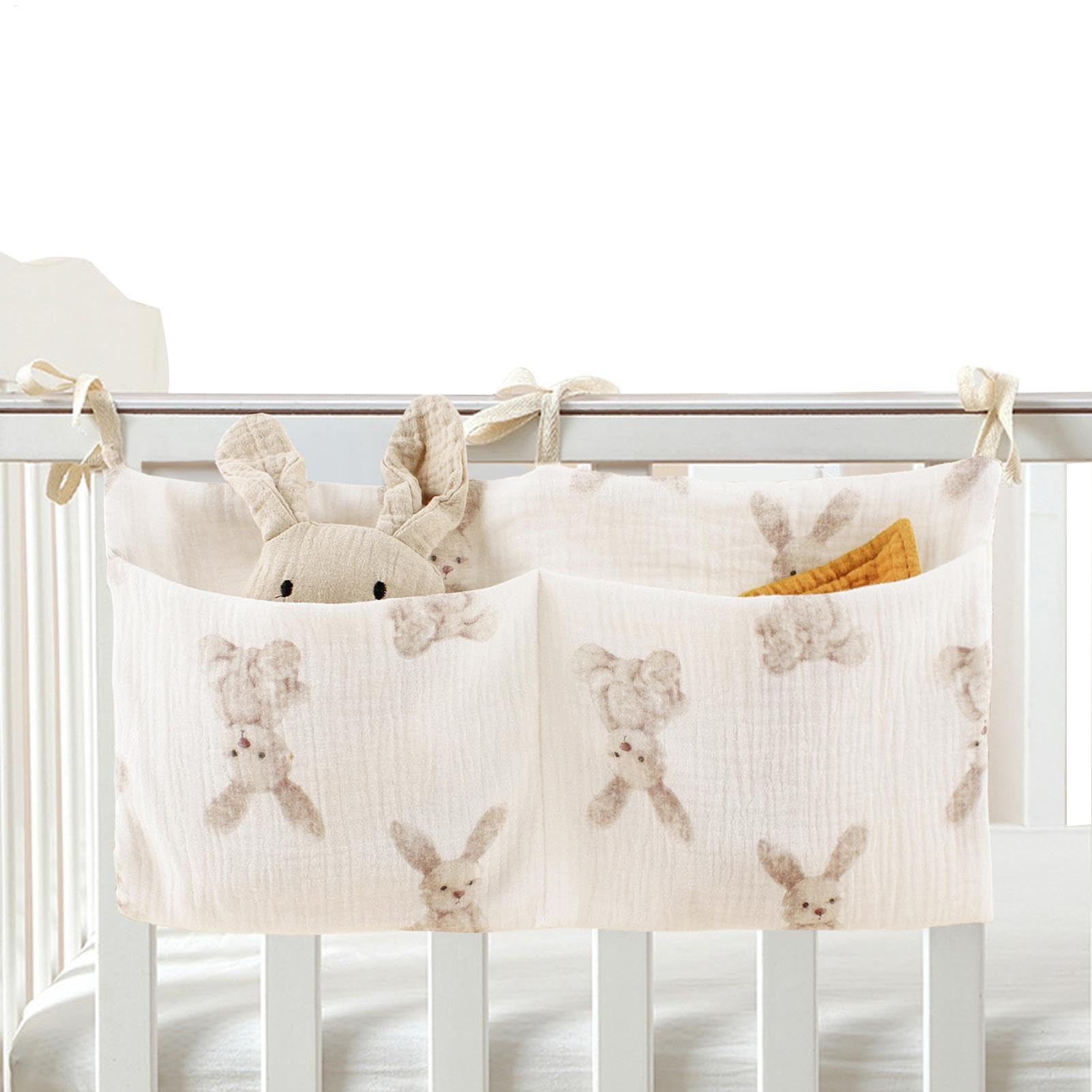 Bedside Storage Bag for Cot, Quilted Diaper Bag | Crib Cartoon Nappy Organiser - Hanging Storage Bags, Portable Organizer Bag for Wipes, Toys, Wind