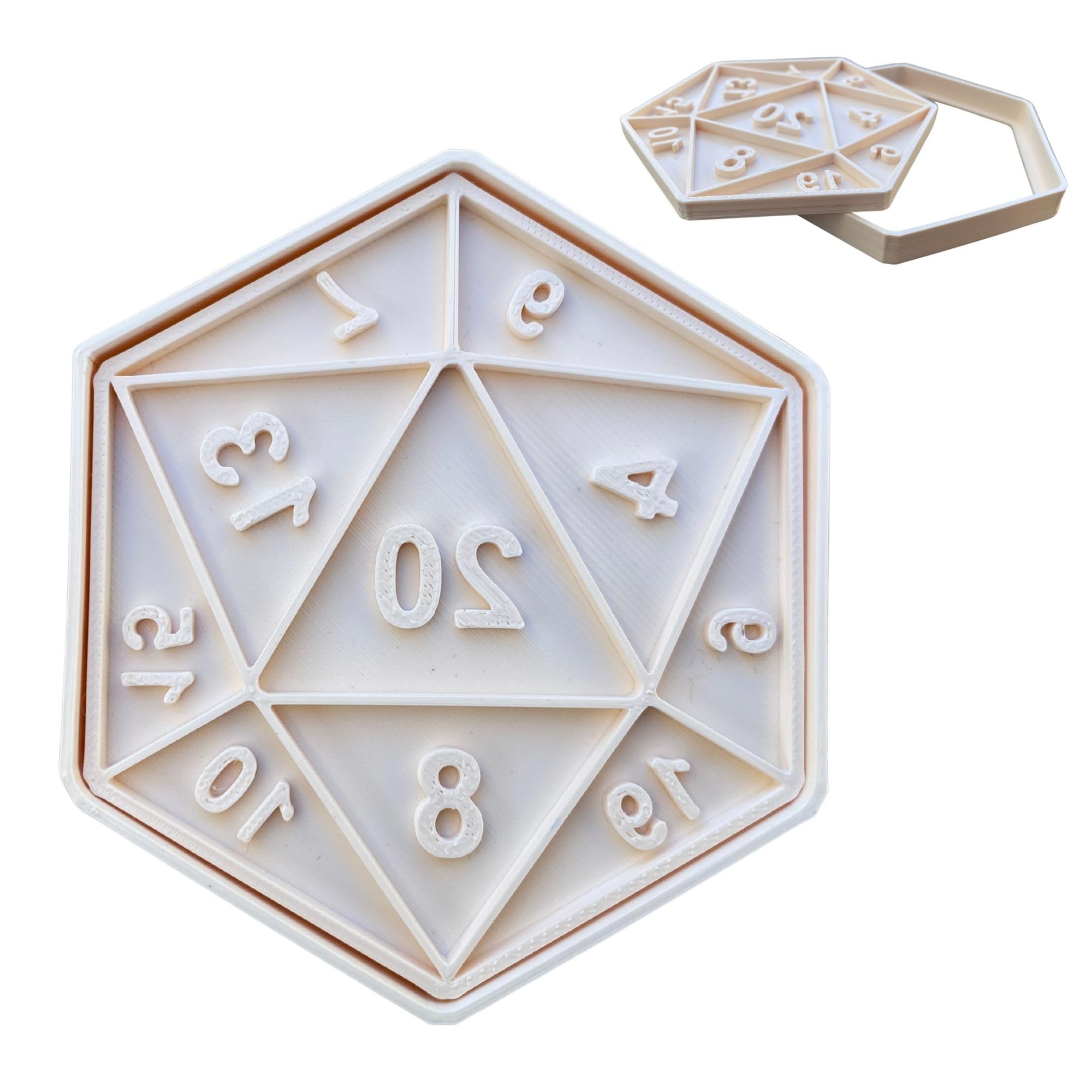 RPG Dice Cookie Cutter | D20 Role-Playing Game Baking Tool | Tabletop RPG Party Cookies | 3D Printed PLA | DnD, TTRPG, Fantasy Themed Baking
