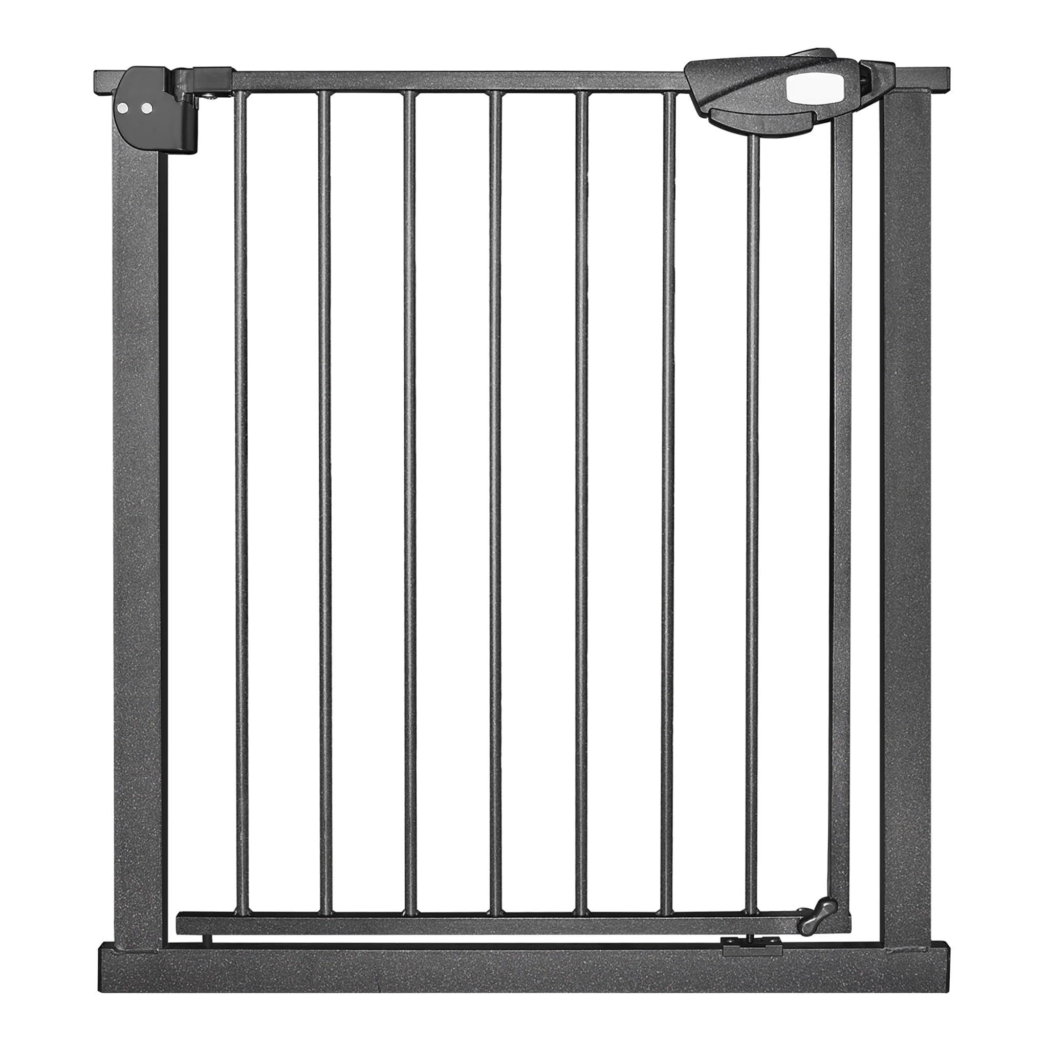 HENGMEI Rejilla de protección para escaleras, sin agujeros, 75-85 cm, cierre automático, puerta de metal para seguridad infantil, color negro