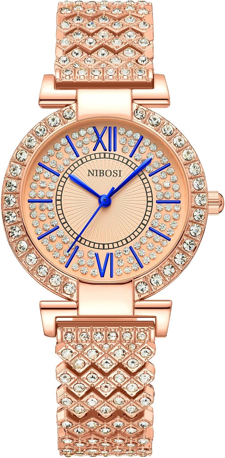 NIBOSI Rosegold Analog Women's Watch | Diamond Dial Ladies Wristwatch for Elegant Special Moments