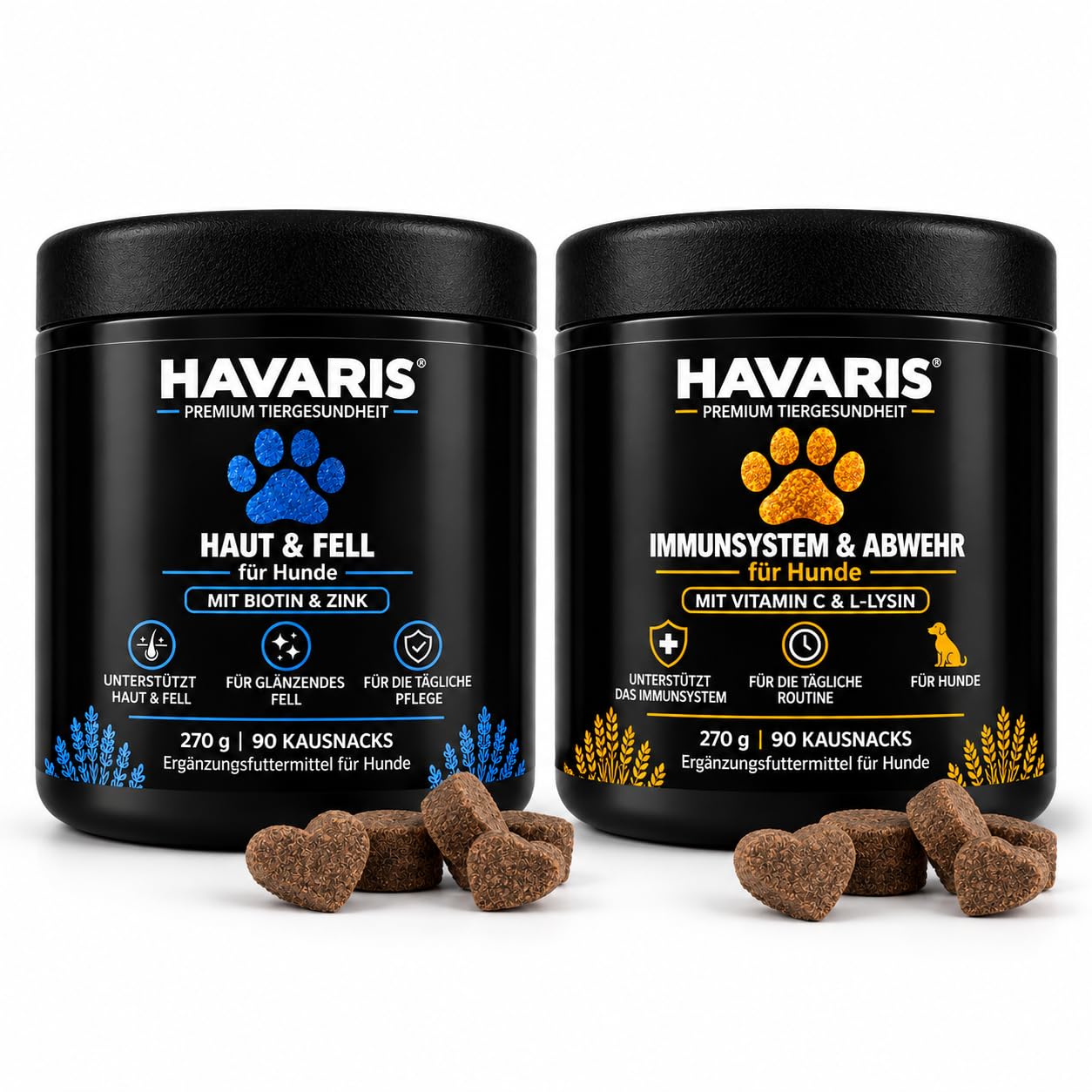 2er-Set für Hunde – Immunsystem & Abwehr + Haut & Fell – 2 x 90 Kausnacks