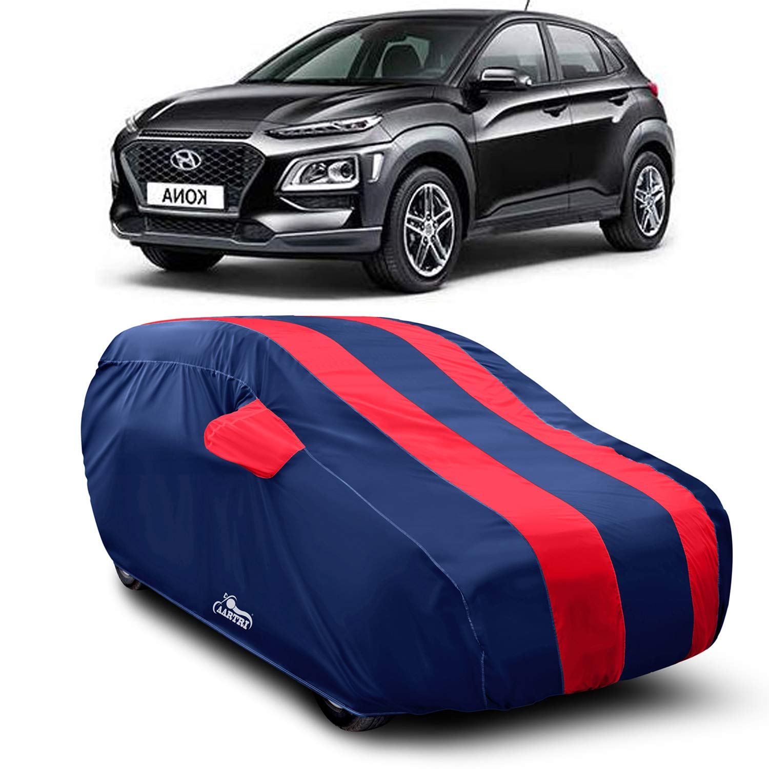 Cover Lab Presents Prime Quality Water Resistant Car Body Cover Compatible with Hyundai Kona Premium (Red with Mirror)