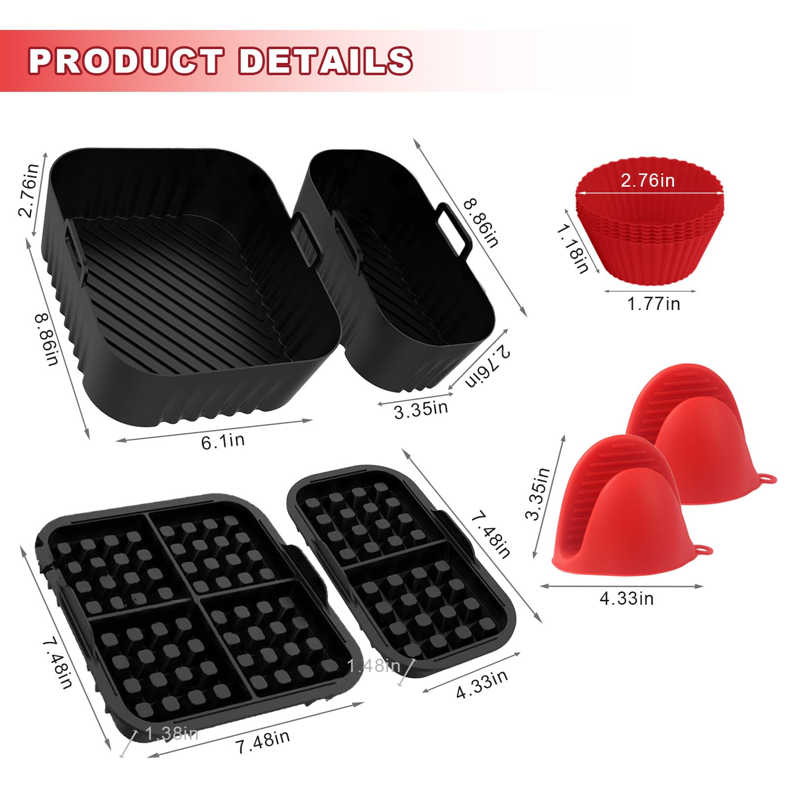 29 piezas Airfryer Accesorios para Philips Dual Basket 3000 Series NA350 6L/3L Airfryer Incluye molde de silicona para freidora de aire caliente, accesorios para gofres, juego de accesorios para