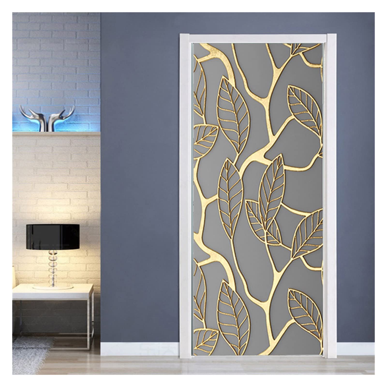 Stickers de porte 3D perle ligne papillon 90x200cm pour cuisine et salon