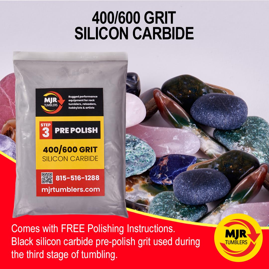 0,5 kg de grain de polissage de roche en carbure de silicium pré-poli MJR Tumblers 400/600 pour étape/étape 3, MJR Tumblers est une entreprise détenue par des personnes handicapées et vétérans
