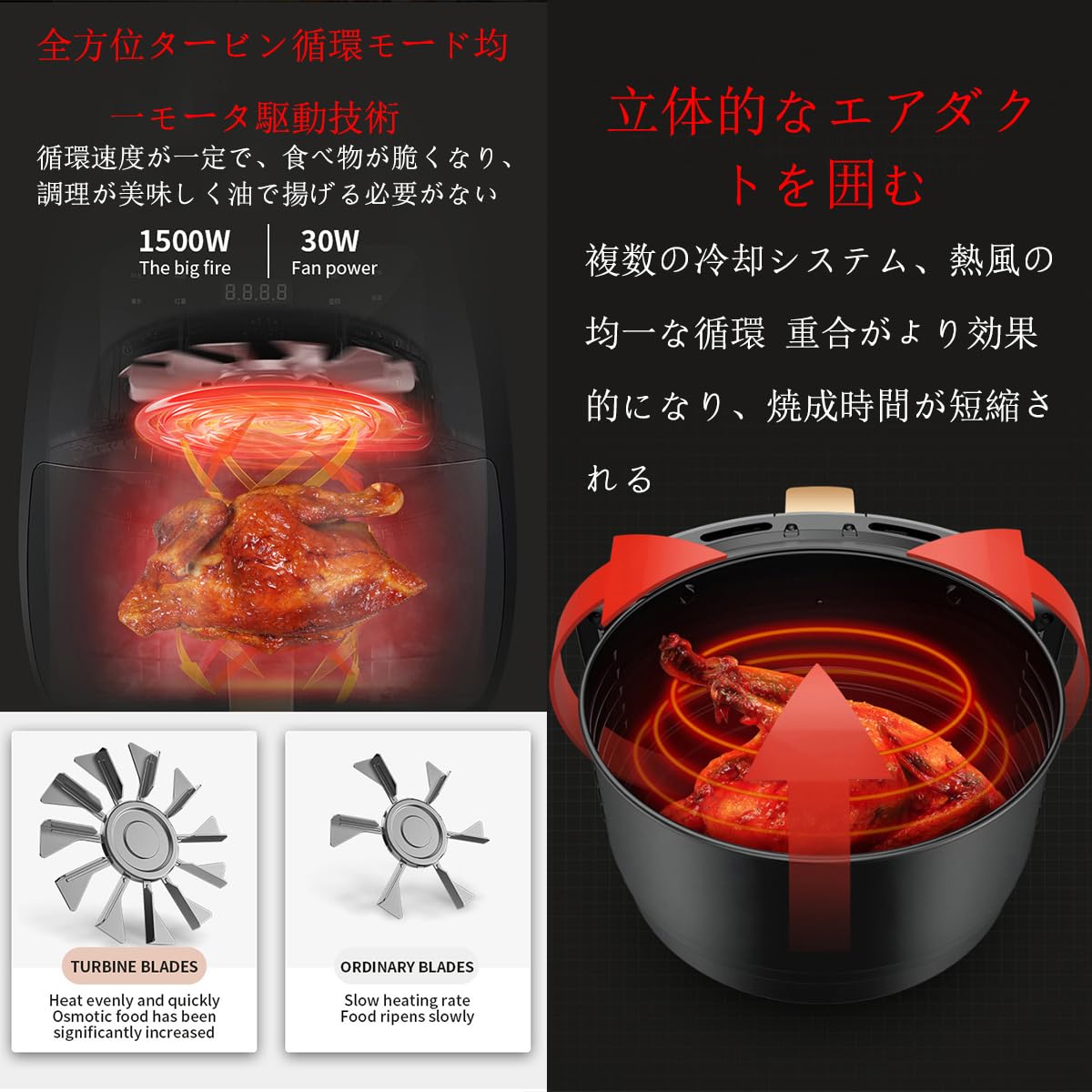 Amazon.co.jp: エアフライヤーAir Fryer 4.5L電気エアフライヤー1200W