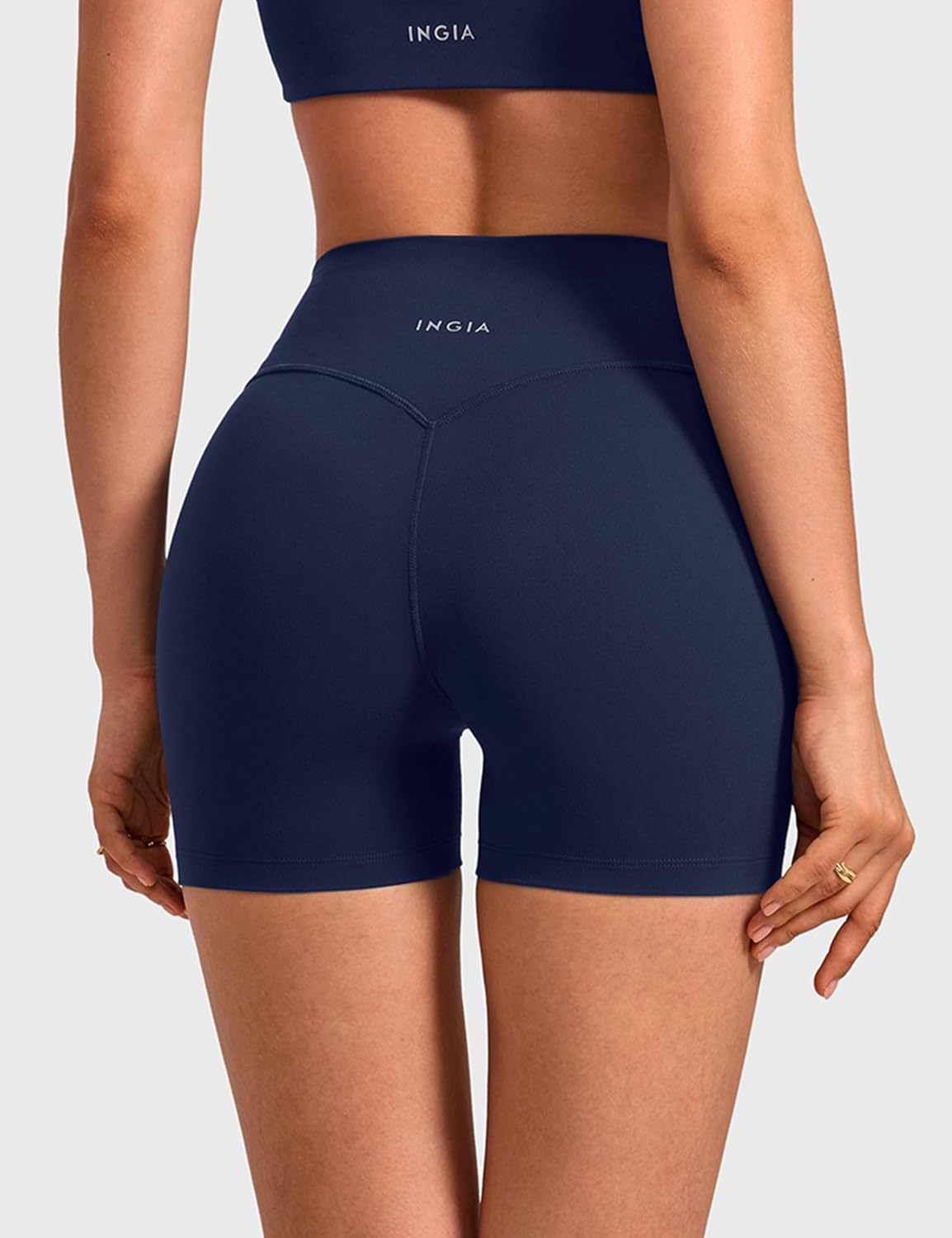 INGIA Womens High Waist No Front Seam Biker Shorts 4 Inches Running Volleyball Spandex Yoga Gym Workouts