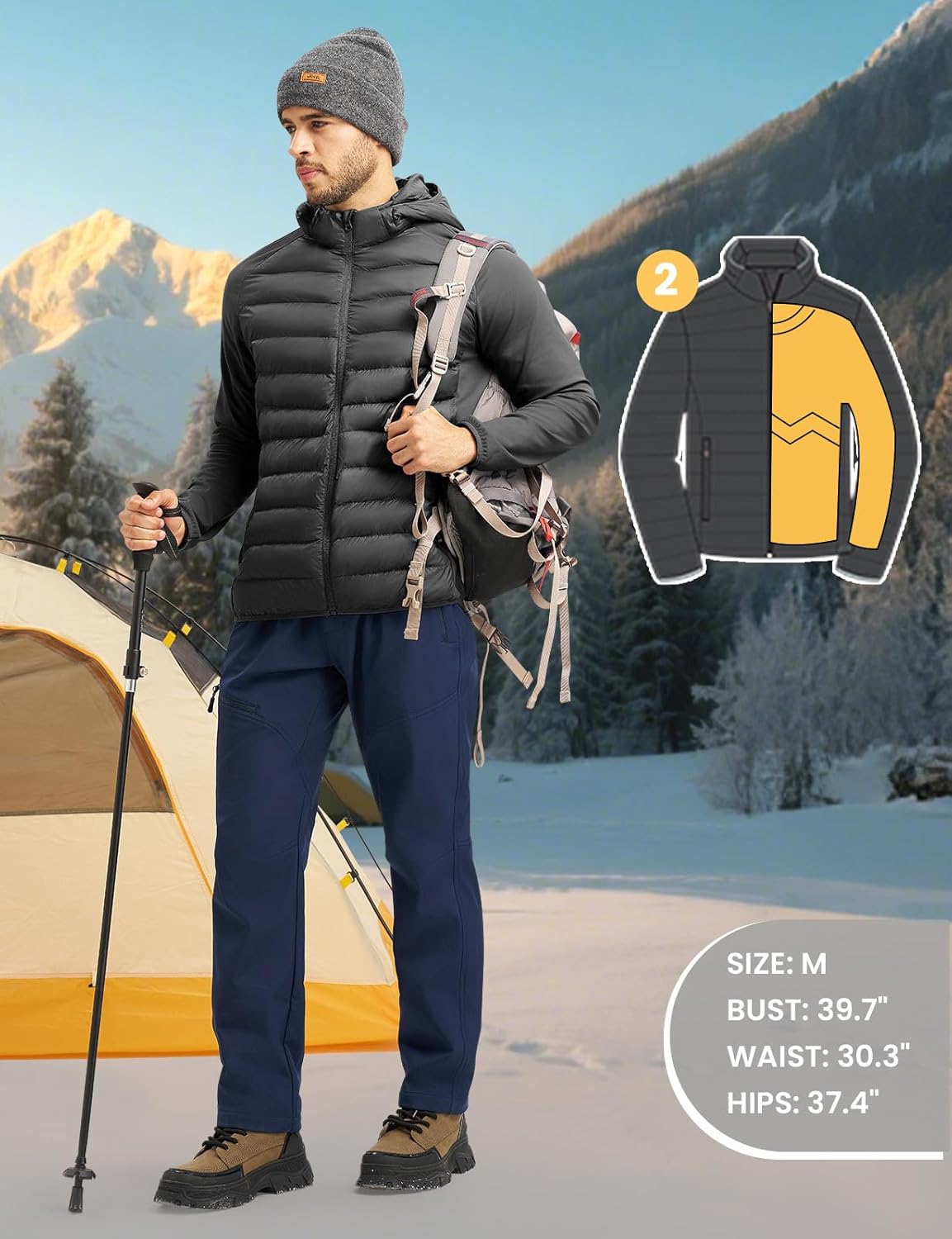 TBMPOY Men's Hybrid Puffer Jacket Lightweight Running Winter Warm Jacket Coat Insulated Golf - Image 6