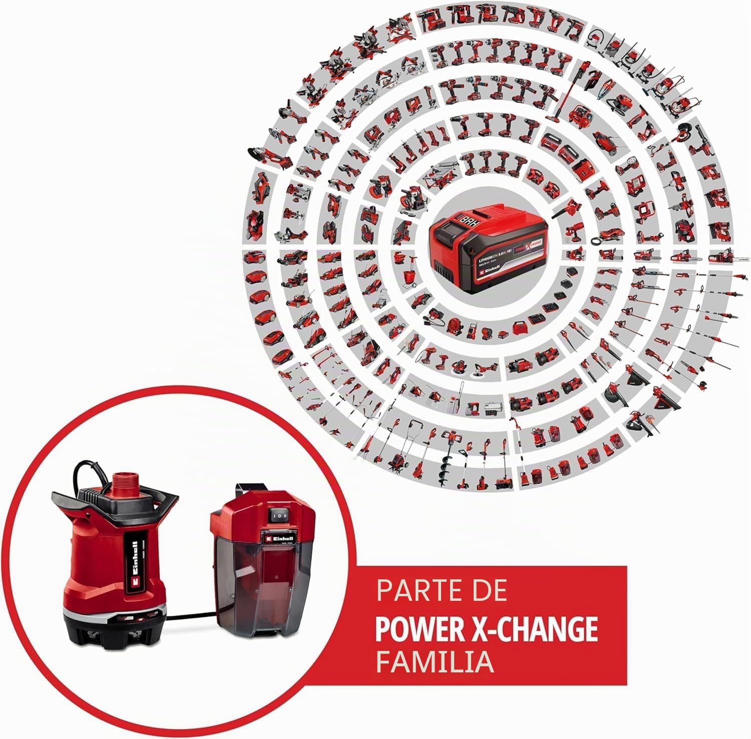 Einhell GE-DP 18/25 Li-Solo Power X-Change Bomba de aguas sucias 18 V 7500 l/h 5 m ECO BOOST