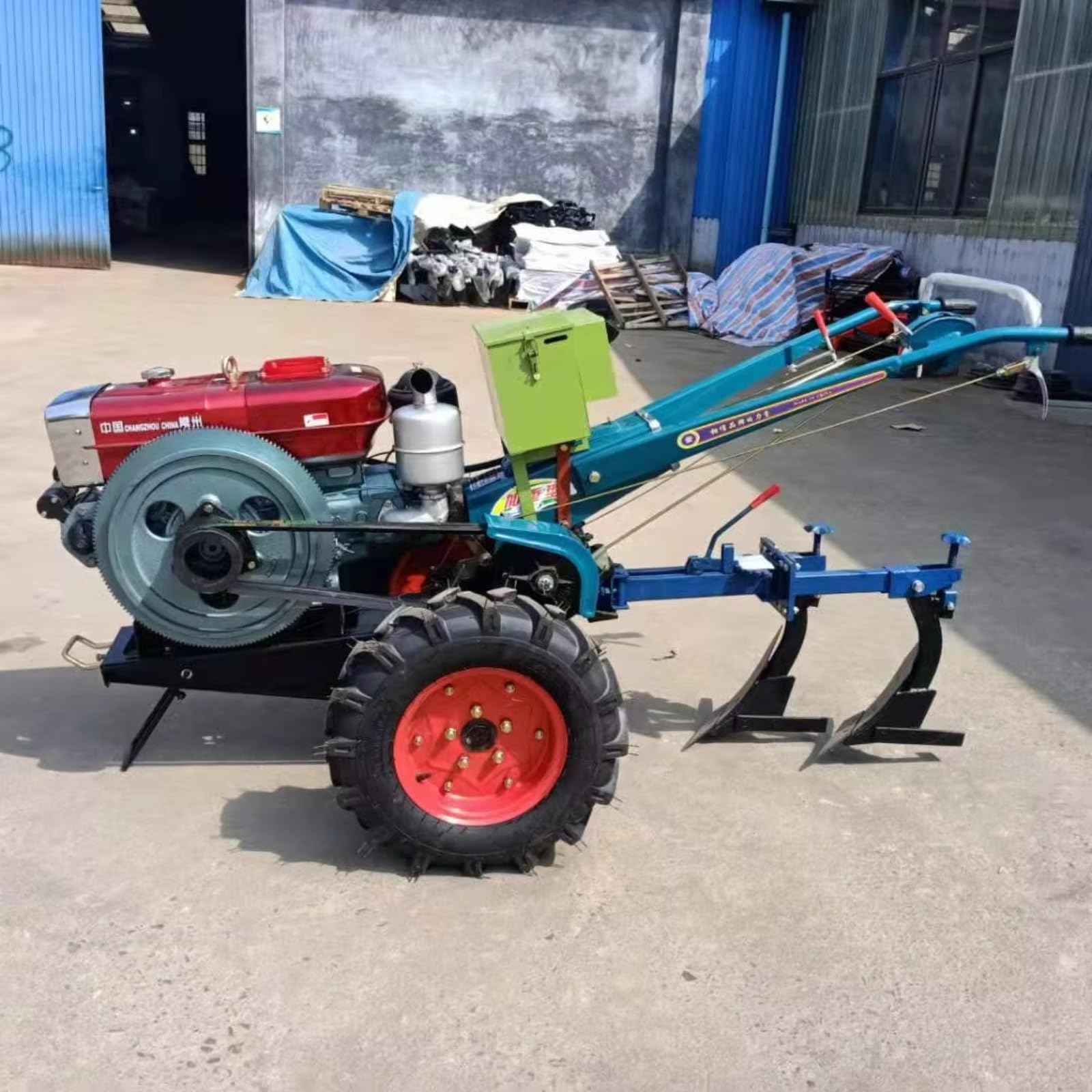 Mini Power Tiller Walking Tractor Motocultor de 2 ruedas, cultivador de granja multifunción compatible con arado, sembrador y accesorios de remolque