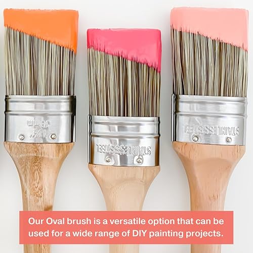 Miniatura 10 de Pincel de pintura estilo tiza, pincel ovalado con cerdas sintéticas para una aplicación suave de pintura de muebles con pinceladas mínimas, sin