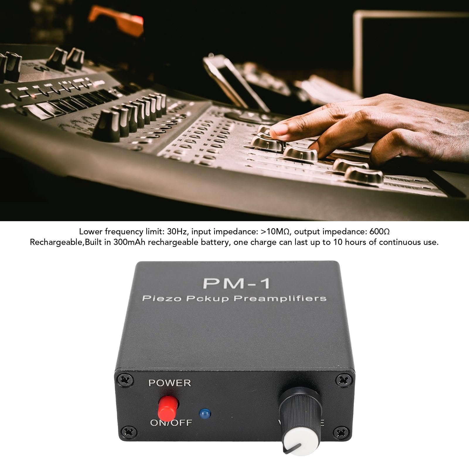 Amplificatore Preamplificatore Pickup Piezo, Preamplificatore per Pickup per Chitarra Ricaricabile per Preamplificatore Microfono con Limite a Bassa Frequenza, per Strumento a