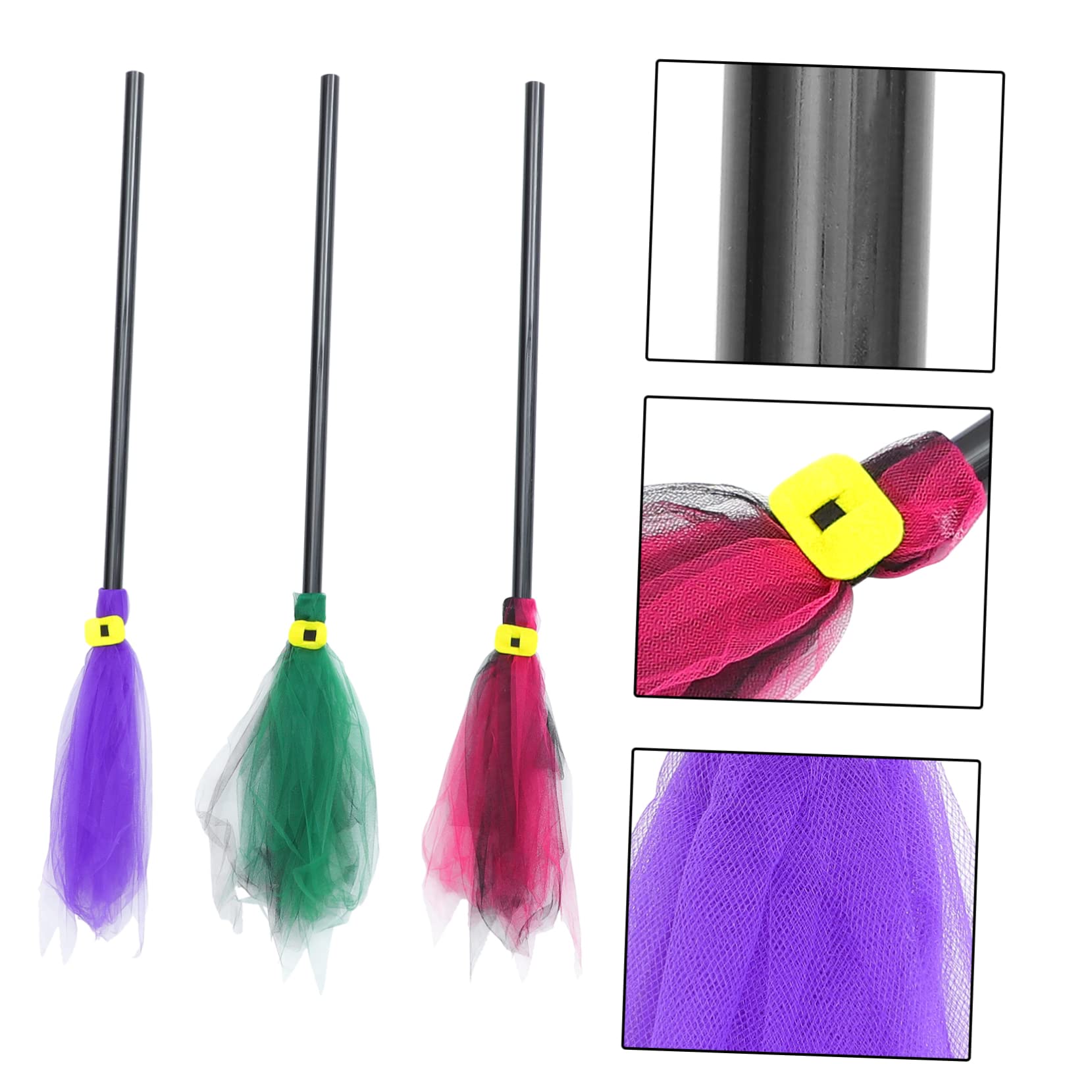 FOMIYES 3pcs Witch Broom Halloween Festival Decor Halloween Broom Decor Halloween Witch Besom Halloween Small Broom Wizard Besom for Halloween Broom Decor for Halloween Wizard Broom Props