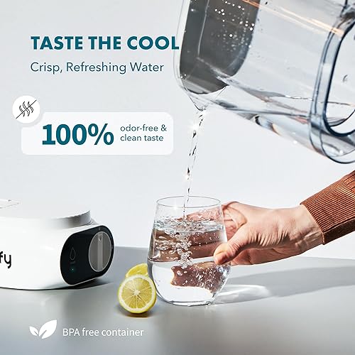 Miniatura 4 de Jarra de filtro de agua eléctrica compacta de 50 onzas para encimera, elimina el 99% del plomo, microplásticos, PFAS y cloro, tecnología avanzada de