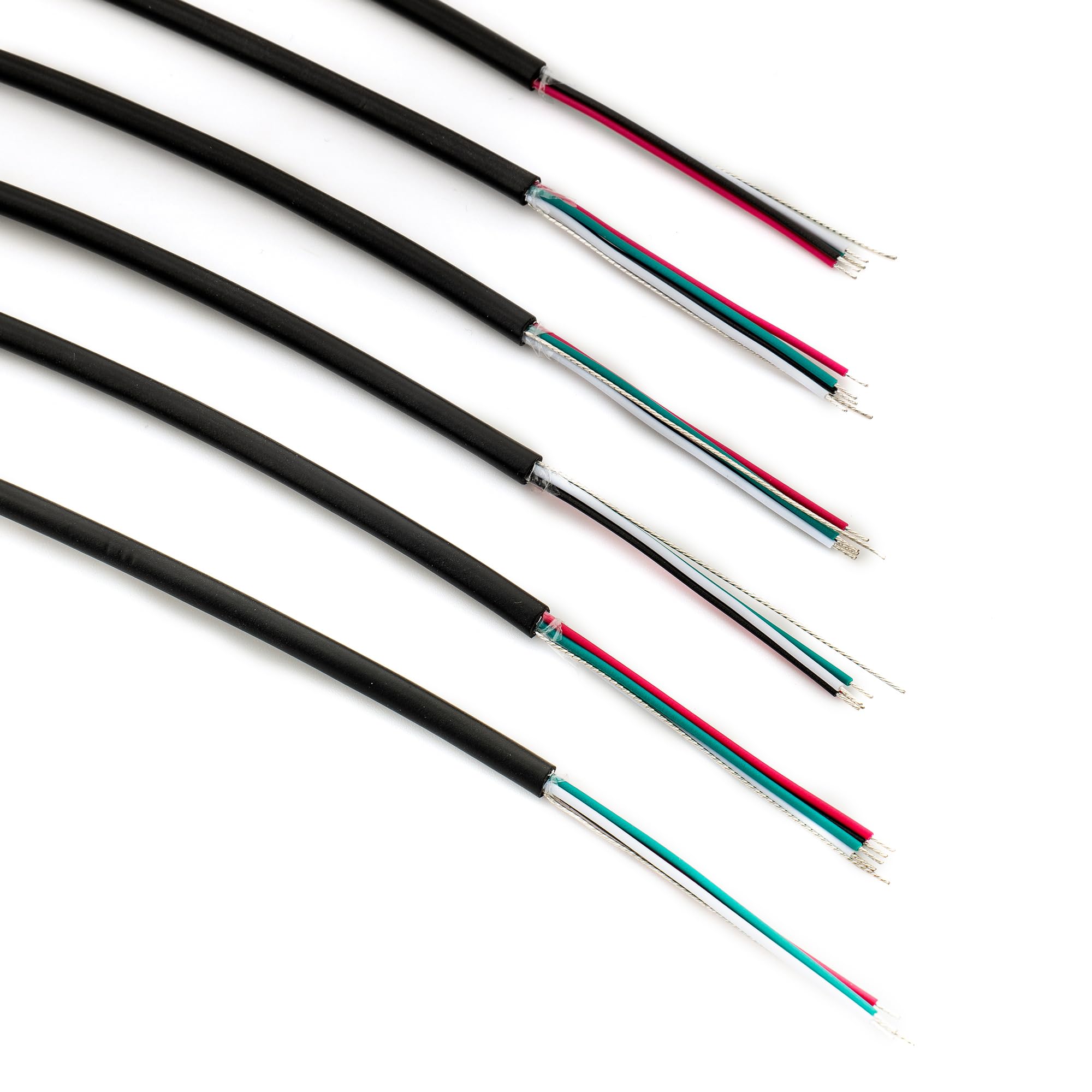 Musiclily Pro 26AWG Pre-Tinned 4-Conductor Circuit Wire Hookup Wire Shielded Humbucker Pickup Wire 45cm (Set of 6) - Image 4