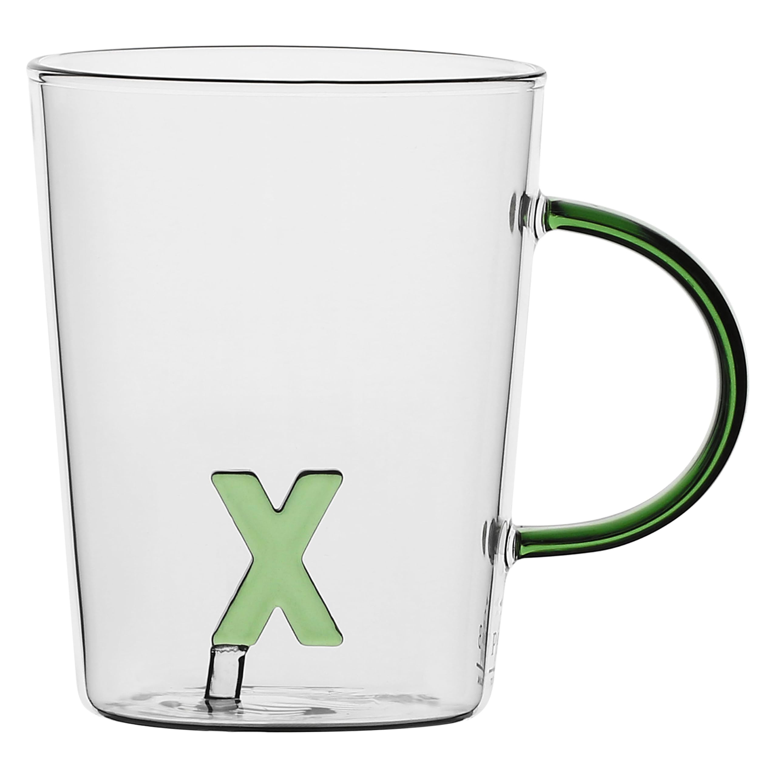 LA PORCELLANA BIANCA - Letter X Mug in Borosilicate Glass, Capacity 400 cc, Allalettera Collection