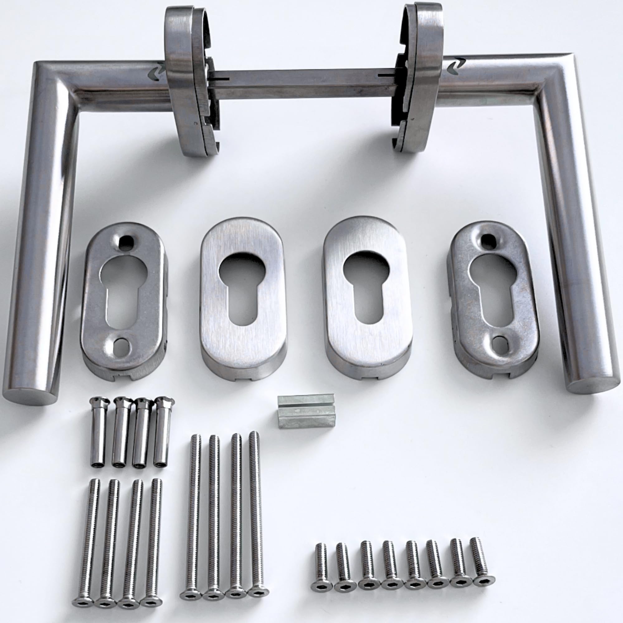 Sempro Livia Oval - Manillas De Acero Inoxidable Para Puertas De Jardín | Distancia Flexible 45-50mm | Resorte De Retorno | Resistencia A La Corrosión