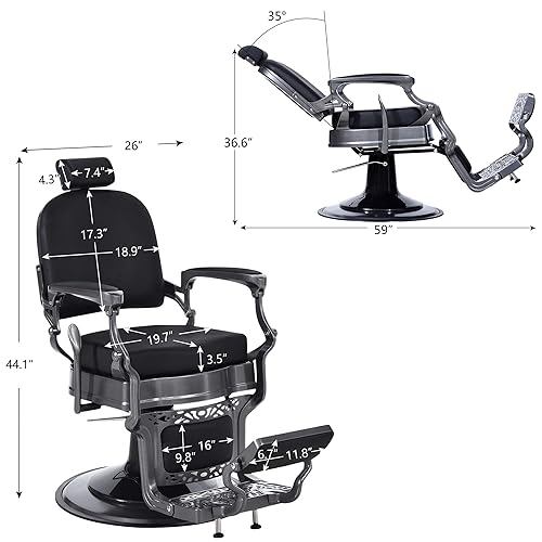 Miniatura 10 de BarberPub Silla de peluquero vintage resistente para todo propósito hidráulico Reclinable Salon Beauty Spa Equipment 3850 (rojo)