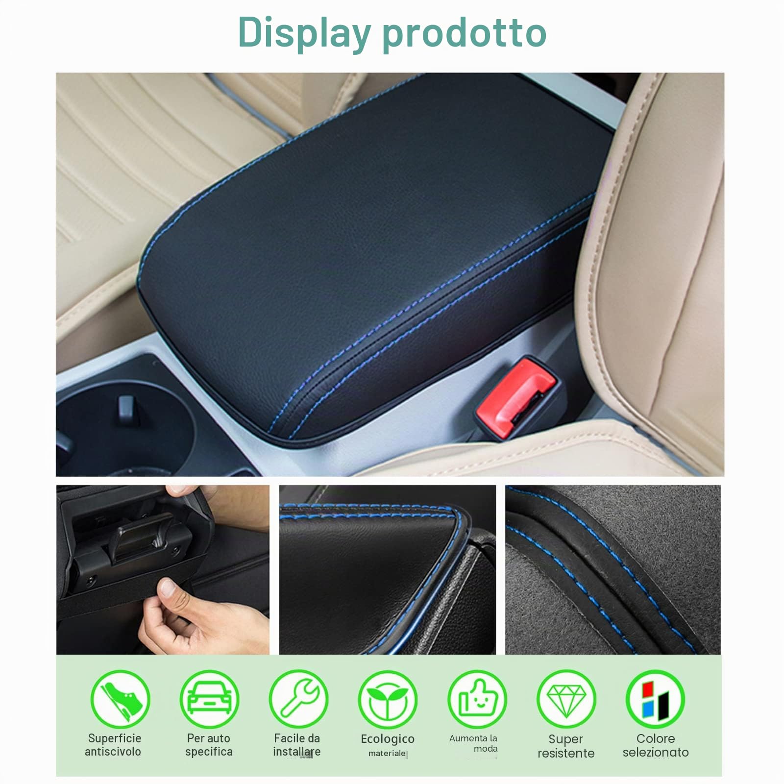 GAFAT Compatibile con Nissan Qashqai J12 e-Power 2022-2025 2026 Copertura per Bracciolo, Protezione Braccioli Console Centrale, Rivestimento in pelle PU, Facelift Qashqai ePower Accessori (Blu)