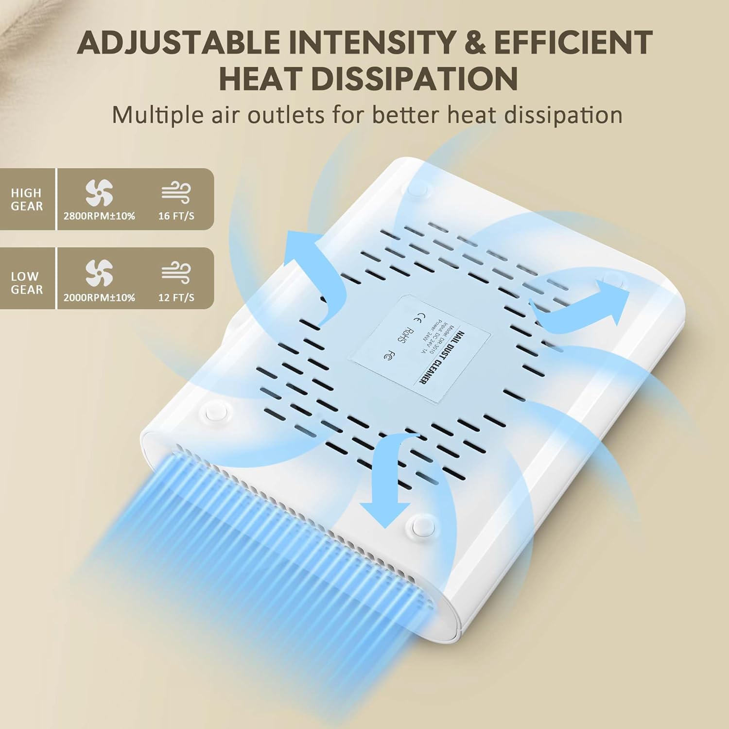 BYOOTIQUE 24W Nail Dust Collector Vacuum Cleaner Fan Nail Vacuum Fan Nail Suction Dust Extractor with Reusable Filter for Nail Salon, Nail Artists, Nail Art Enthusiasts