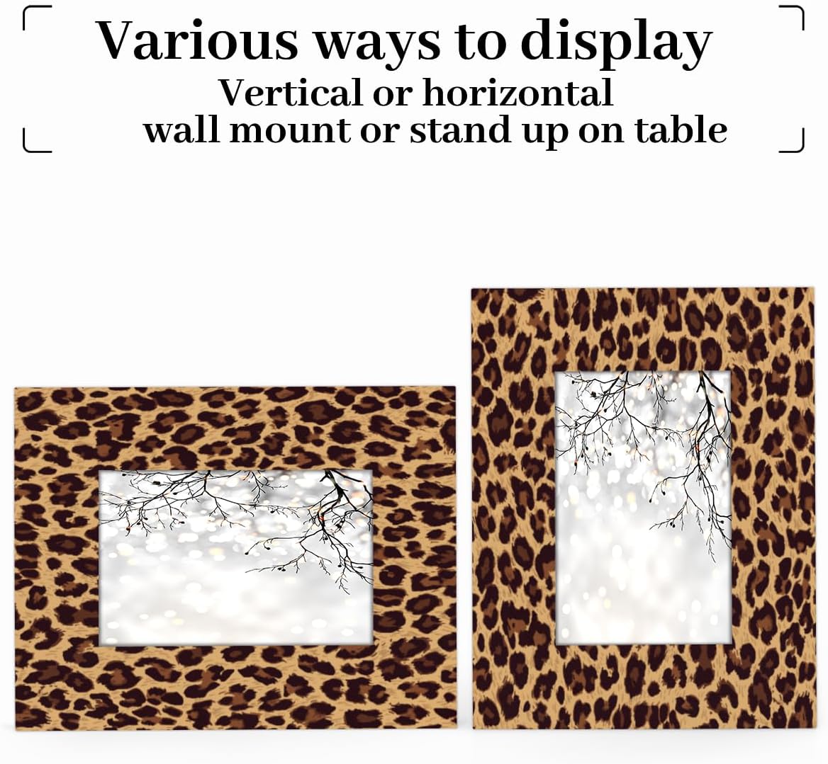TropicalLife 4x6 Picture Frames with Clear Acrylic, Leopard Print Wooden Photo Frames Fit 3.5x5.5 Pictures Perfect for Wall Hanging, Tabletop Display,Wedding Decor Summer Vacation Graduation