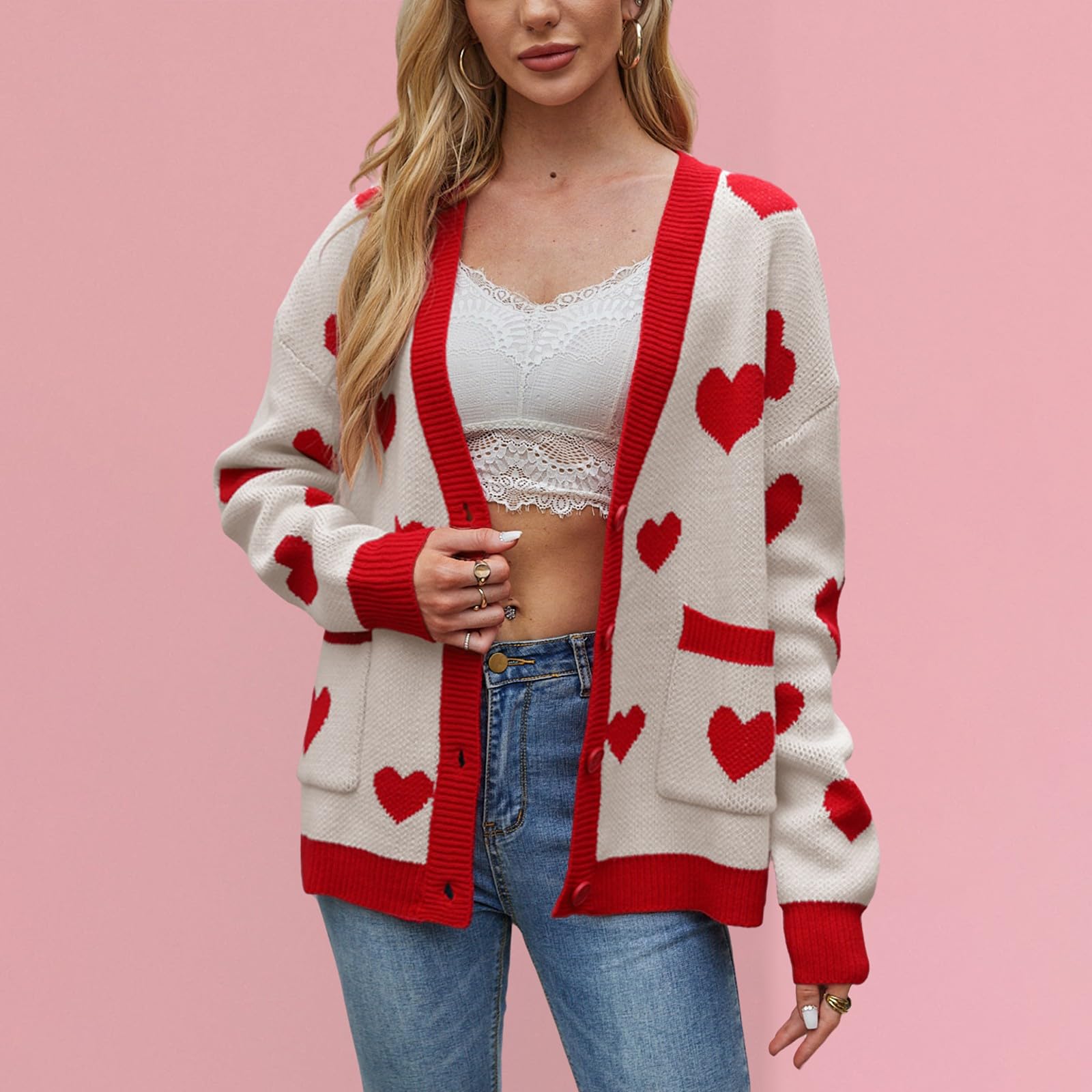 Generisch Chaqueta de punto grueso para mujer, gran tamaño, con frente abierto, cárdigan para mujer, otoño e invierno, cárdigan con botones, cuello en V, chaqueta de entretiempo, informal, cálida