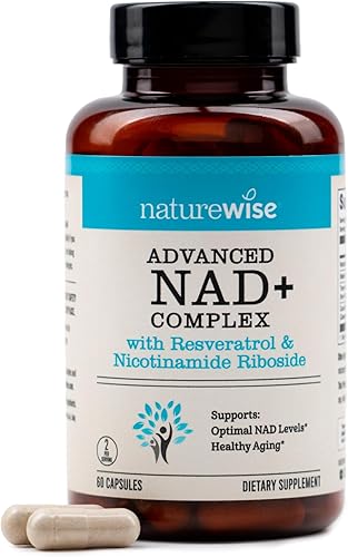 NatureWise Complejo de apoyo NAD+, ribósido de nicotinamida + resveratrol para apoyar NAD+ suplemento para un envejecimiento saludable + Quercefit