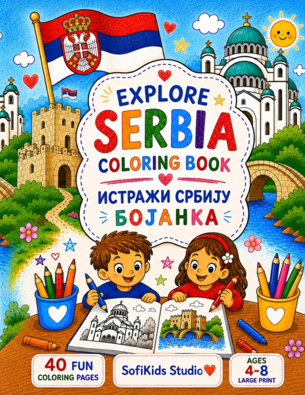 Explore Serbia Coloring Book: A Fun Coloring Book for Kids Ages 4–8 Featuring Serbian Landmarks, Animals, Traditions and Famous People