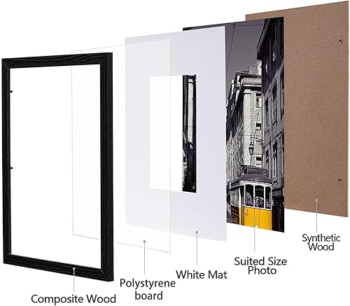 Vista 128 de eletecpro Juego de 10 marcos de fotos de 8.5 x 11 pulgadas, collage de fotos, decoración de pared, fotos de 5 x 7 con paspartú o de 8.5 x 11 Negro
