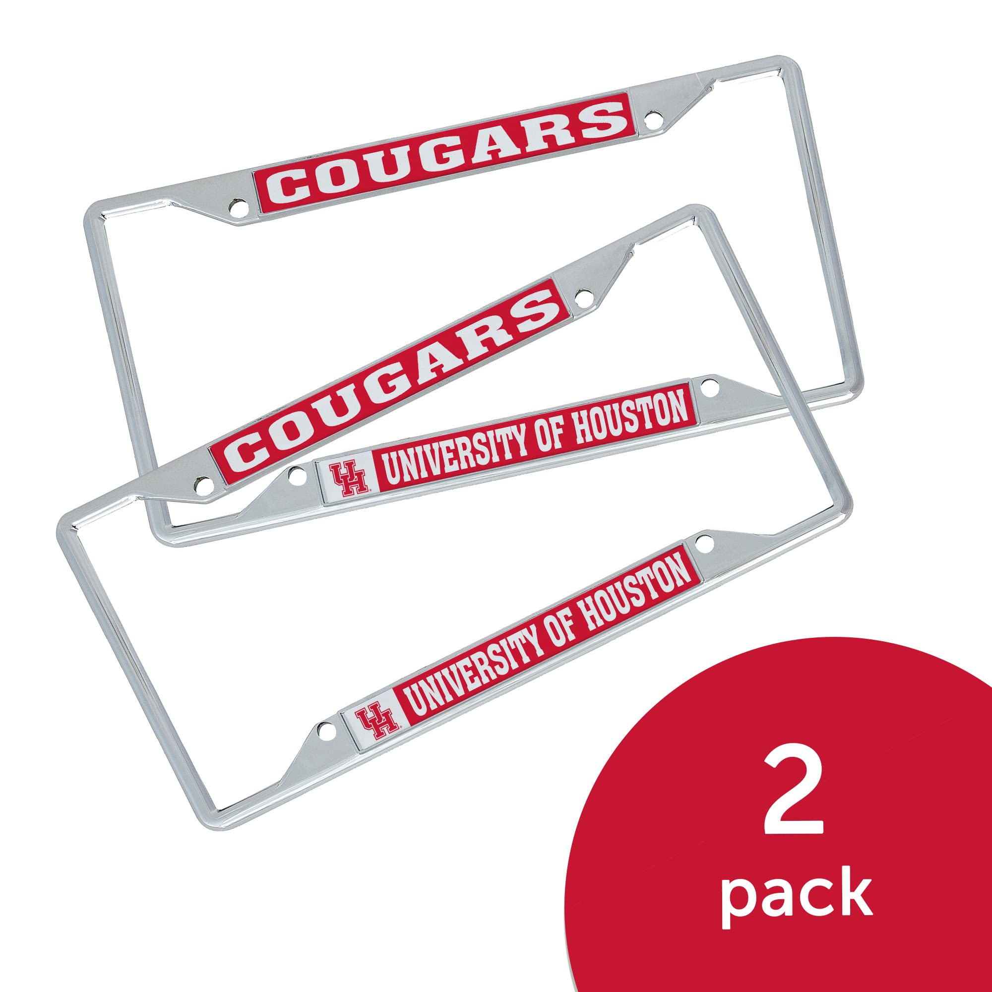 Desert Cactus University of Houston License Plate Frame Metal Car Tag Holder for Front or Back of Car Officially Licensed (Mascot 2-Pack)