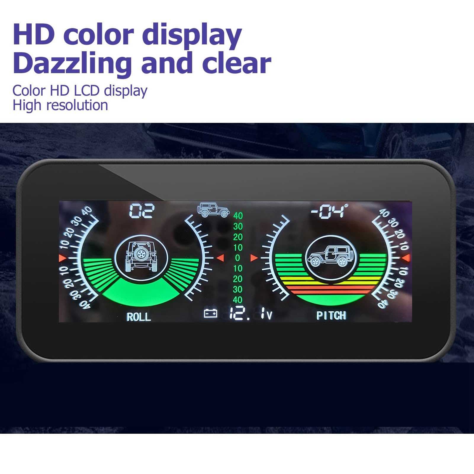 GPS HUD universale Indicatore di inclinazione livello auto con display LCD HD e avvisi allarme