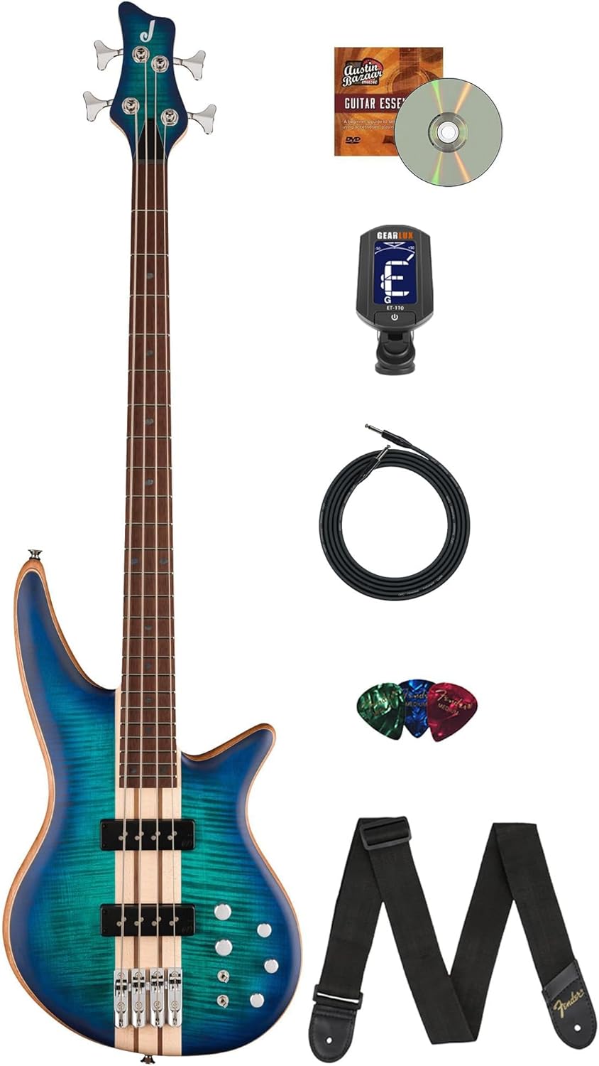 Jackson Pro Series Signature Adam Blackstone "Gladys" Concert 5-String Bass Guitar - Black Stone Bundle with Gig Bag, Instrument Cable, Tuner, Strap, Picks, and Austin Bazaar Instructional DVD