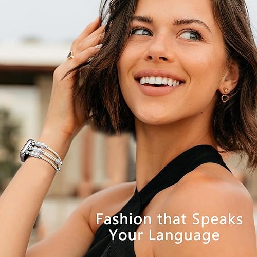 Miniatura 4 de Correas de cuentas compatibles con Apple Watch Band de 1.61, 1.57, 1.49, 1.77, 1.73, 1.65 y 1.73 pulgadas para mujer, pulseras bohemias trenzadas