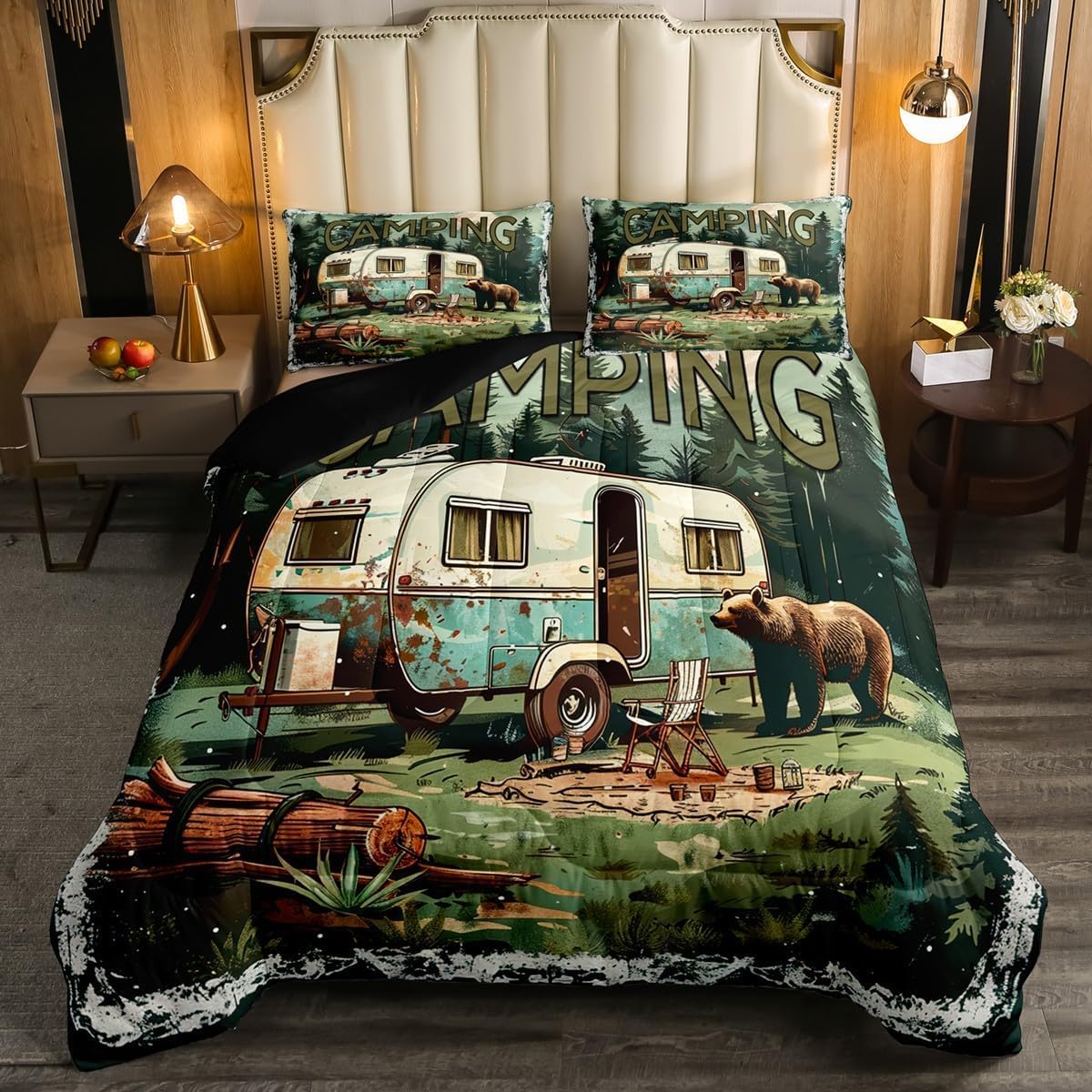 King Size Poszewka na kołdrę Camper Van Pościel dla dzieci Aldult Poszewka na kołdrę z zamkiem błyskawicznym Hipoalergiczna poszewka na kołdrę z mikrofibry 230 cm x 220 cm + 2 poszewki na