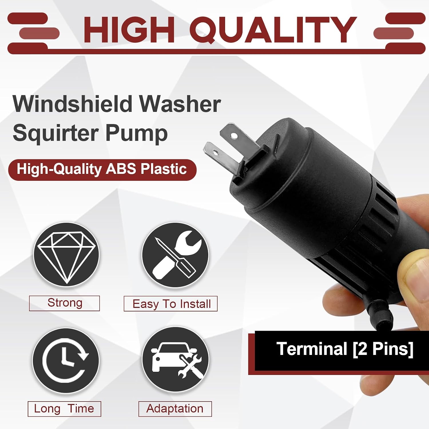 ZOKYUYS® Windshield Washer Squirter Pump, Fit for 1986-2019 Peterbilt 379/330 / 335/370 Series Replaces 1KPPB1228001 066011A Washer Fluid Pump