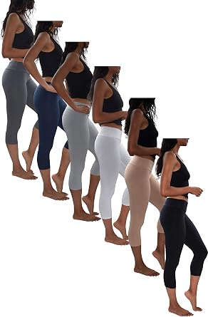 Sexy Basics Womens Capri Length Skinny Pant Leggings | Ultra Soft Active Stretch Pants | Multi Packs & Colors