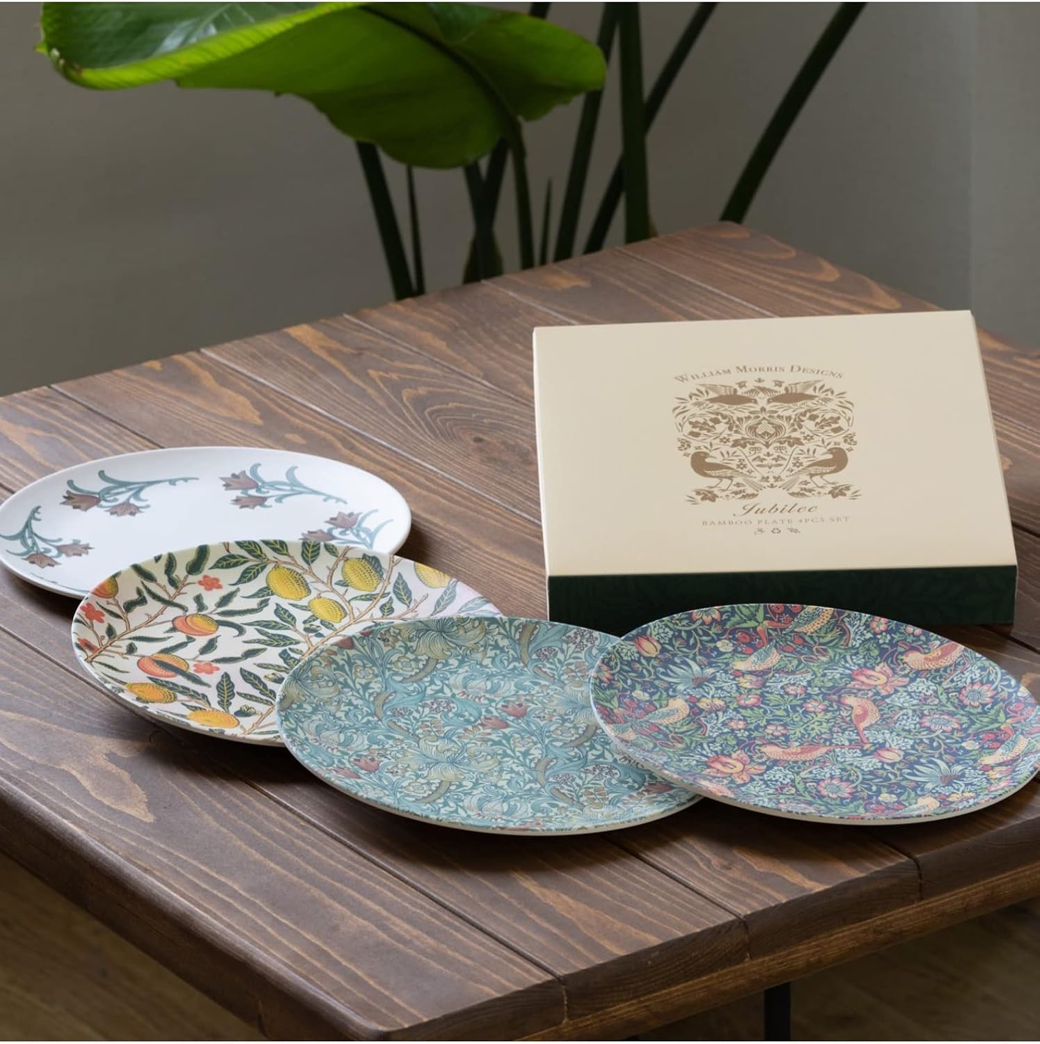 Amazon ジュビリー Jubilee ウィリアムモリス デザイン【お皿4枚ギフト箱セット】軽い 割れない 汚れが落ちやすい 安全 エコ