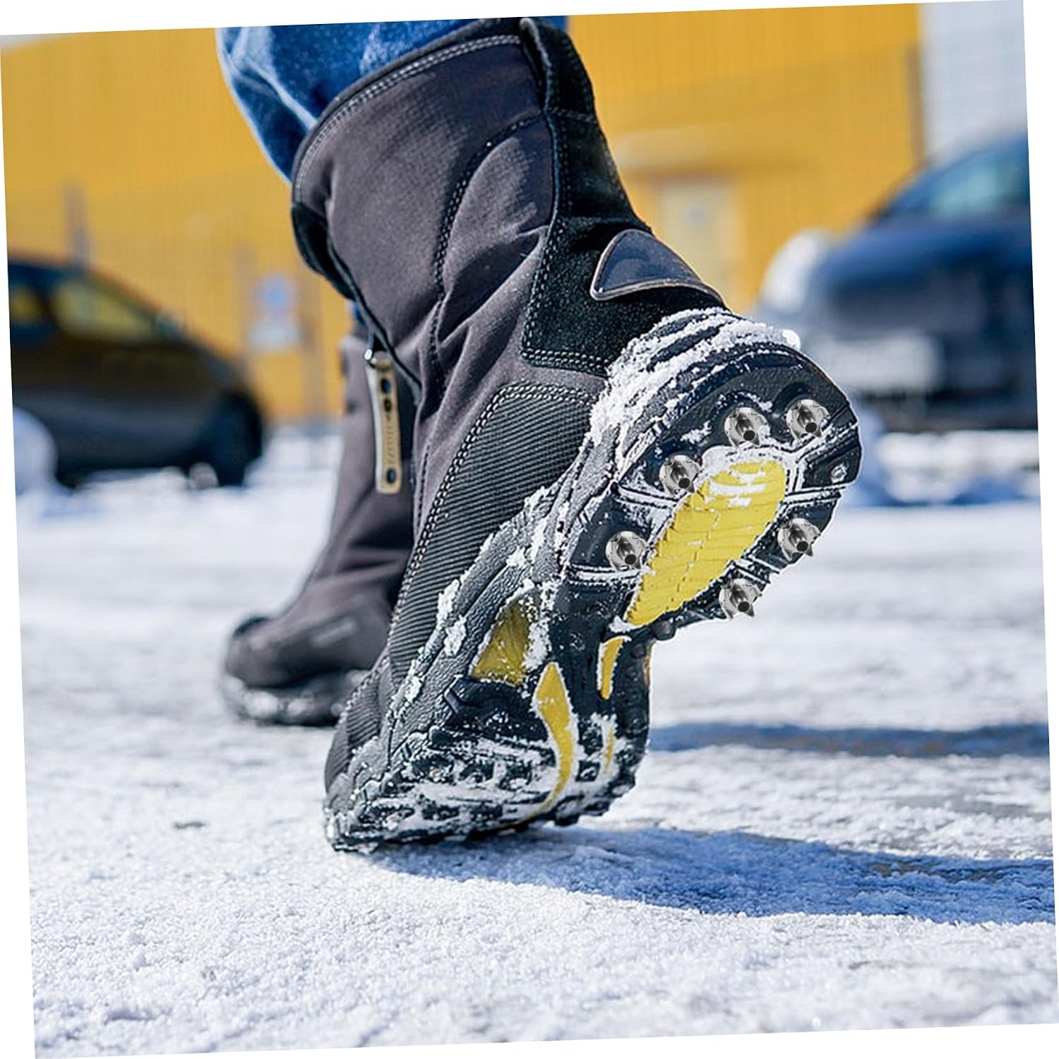 Kisangel 50pcs Heavy-Duty Ice Cleats for Shoes Non-Slip Gripper Spikes for Ice and Snow