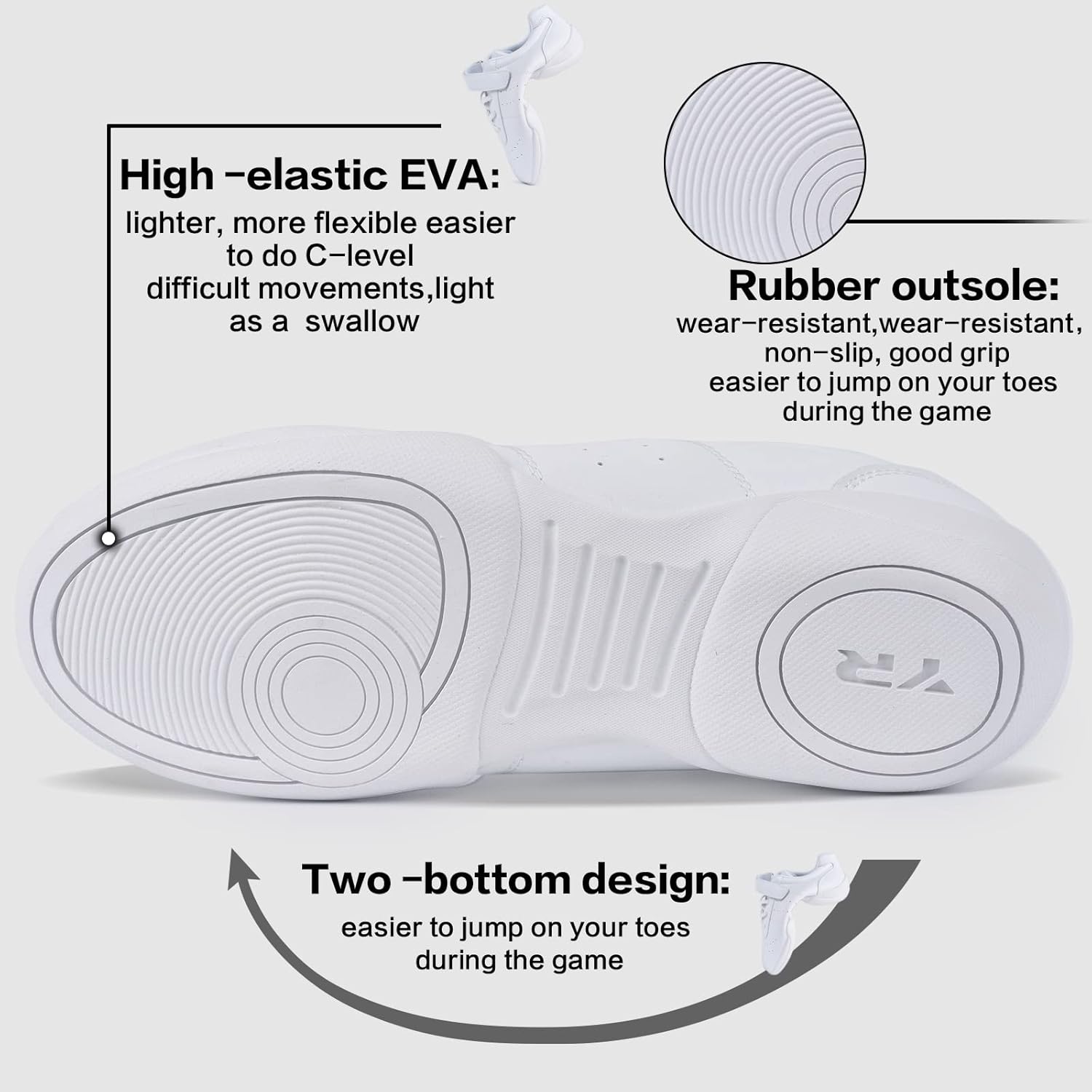 Cheer Shoes for Youth Girls White Cheerleading Athletic Dance Shoes Tennis Sneakers for Competition Sport Training - Image 7