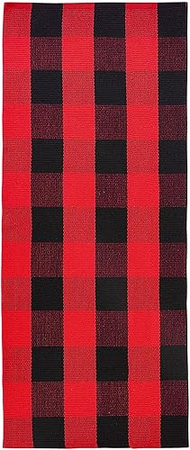 Miniatura 333 de IOHOUZE - Tapete a cuadros estilo búfalo de 5 x 8 pies para interiores y exteriores, lavable, para sala, tapete de bienvenida primavera-verano