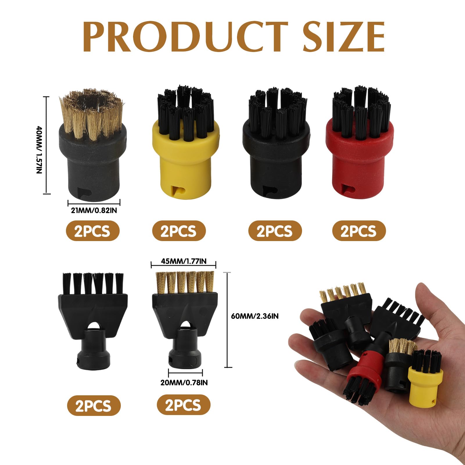 12 PCS Cepillos para Limpiador A Vapor Accesorios, Cepillos de Repuesto para Las Series Sc1 Sc2 Sc3 Sc4 Sc5 Ctk10, Resistentes, para Limpieza de Juntas, Suelos, Paredes, Cocina, Baño, Muebles